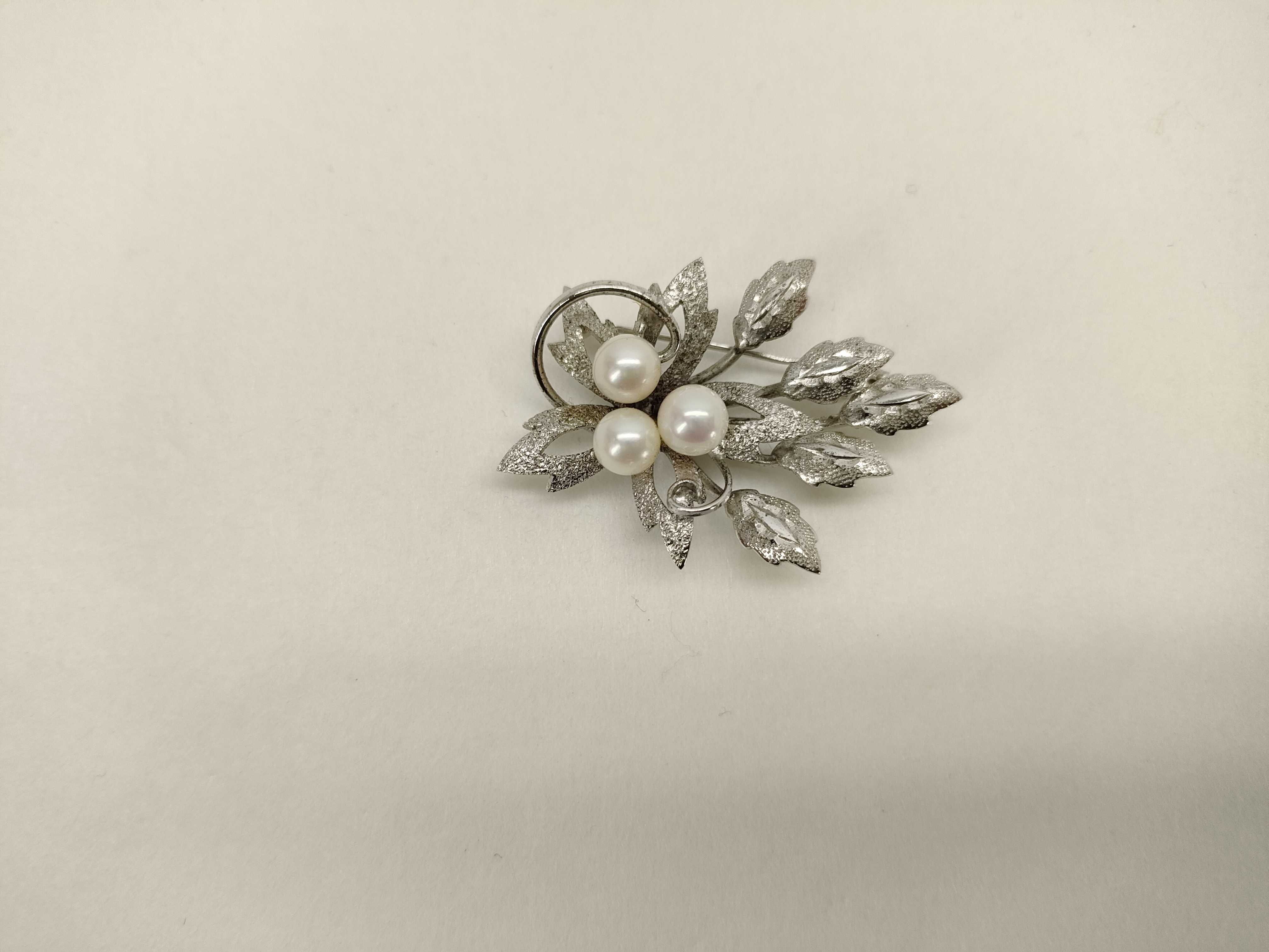 A Group of Mid-Century Sterling Silver and Cultured Pearl Pendants/Brooches