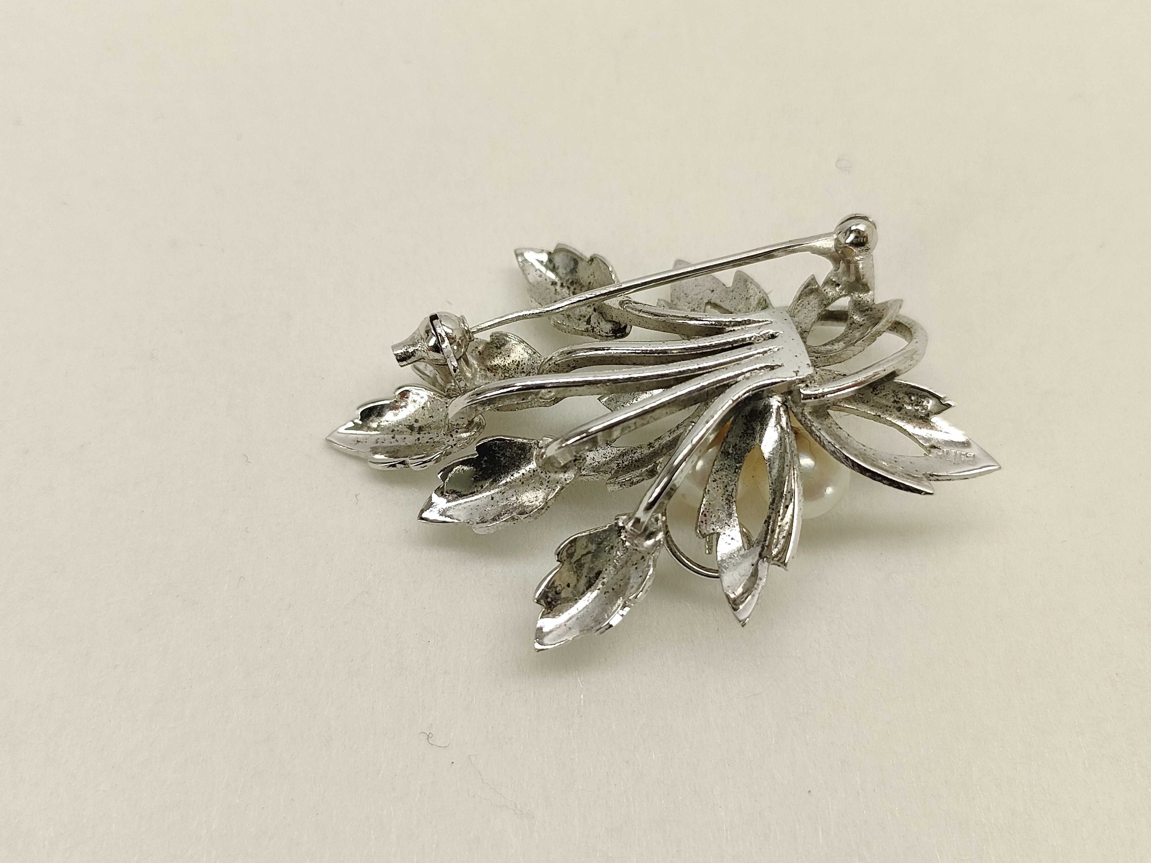 A Group of Mid-Century Sterling Silver and Cultured Pearl Pendants/Brooches