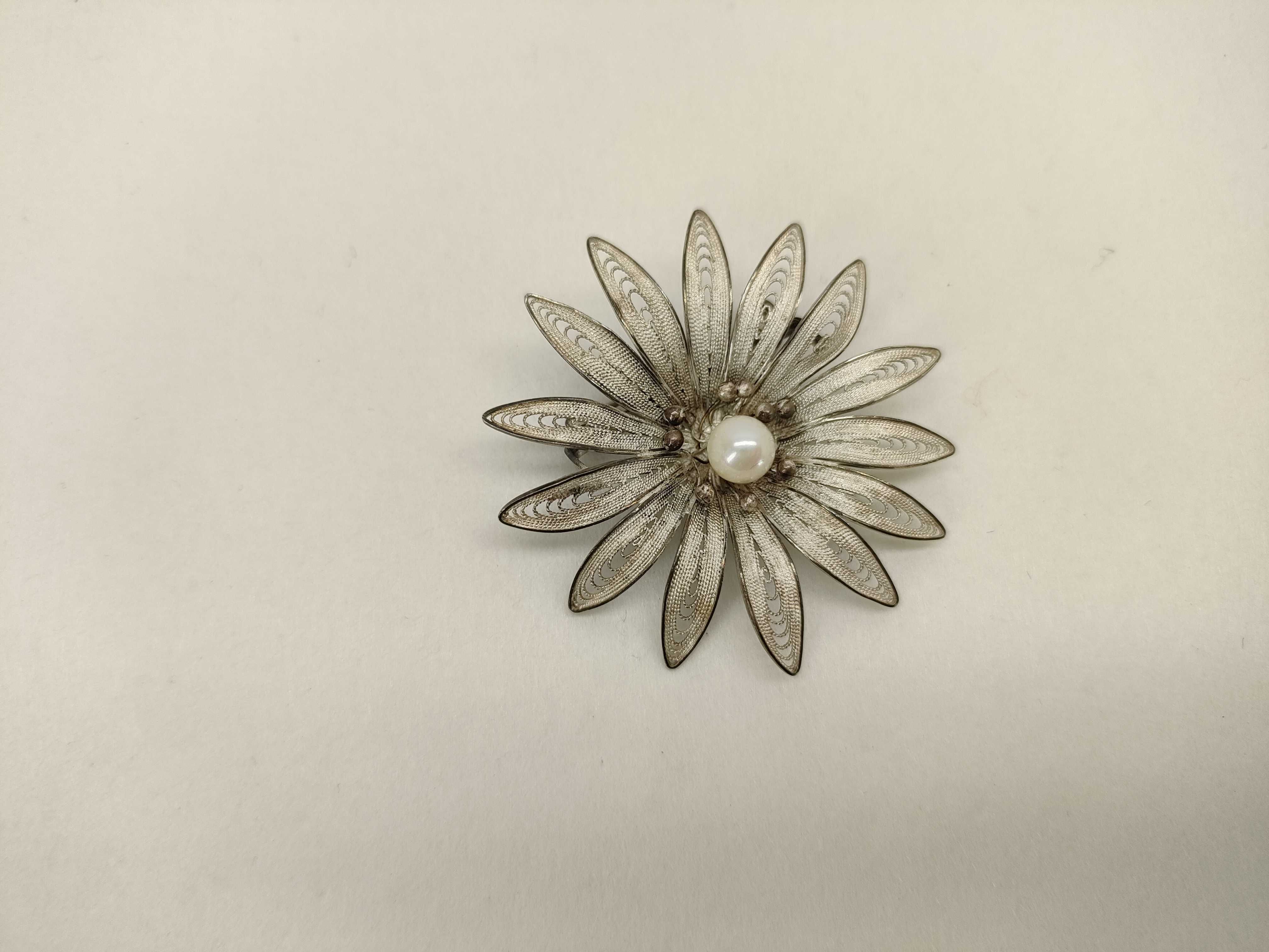 A Group of Mid-Century Sterling Silver and Cultured Pearl Pendants/Brooches