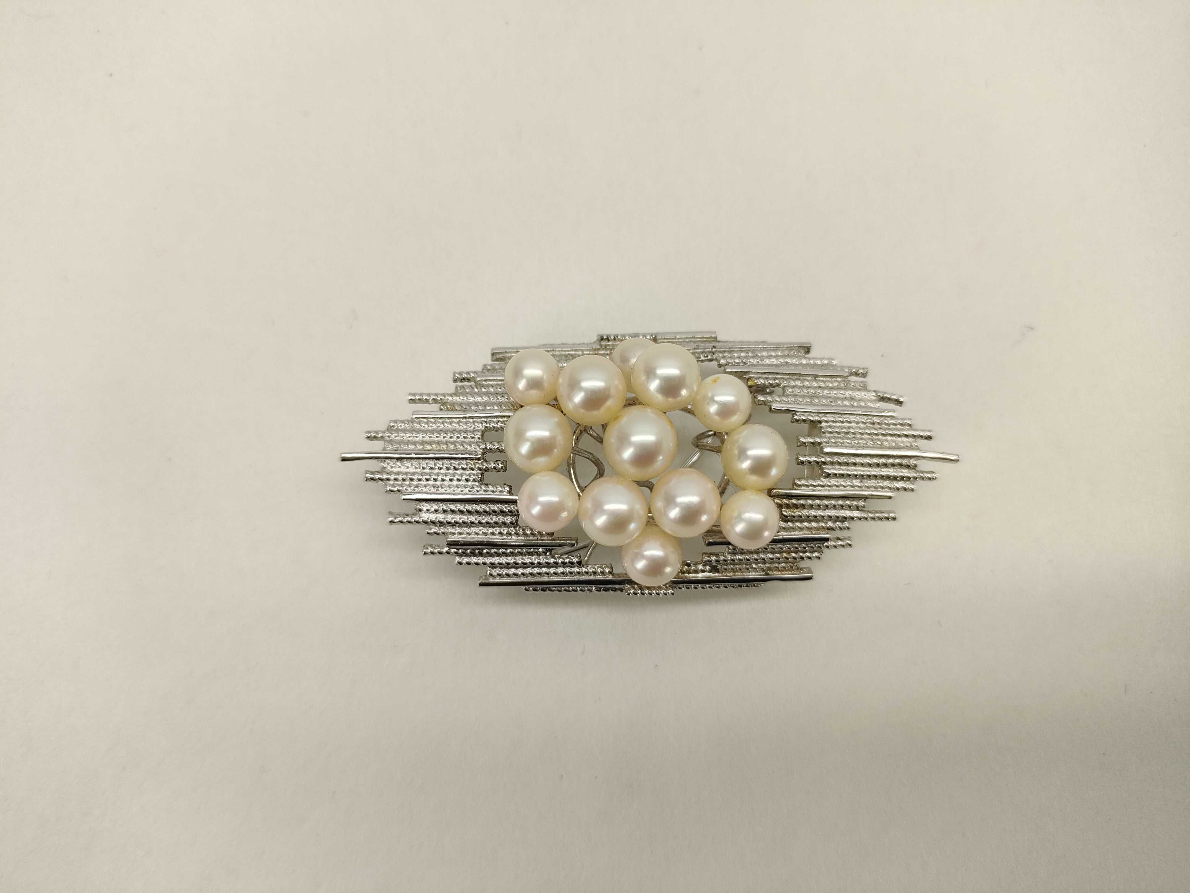 A Group of Mid-Century Sterling Silver and Cultured Pearl Pendants/Brooches