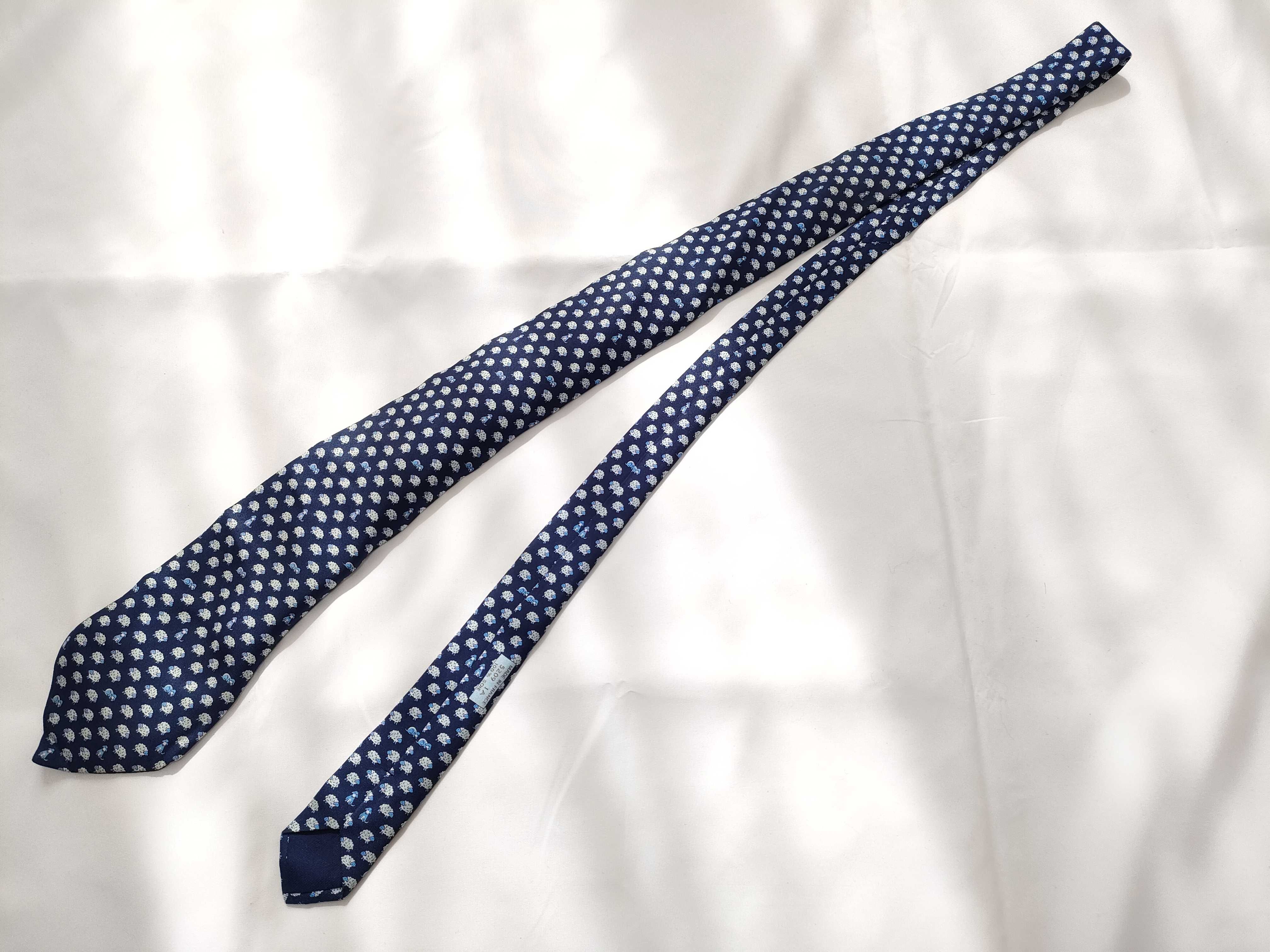 Three Hermes Printed Silk Neckties in Figural and Geometric Patterns