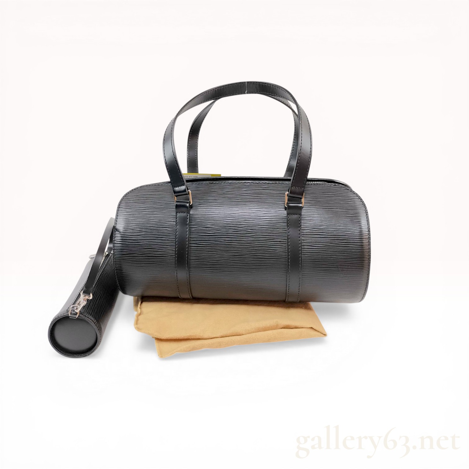Louis Vuitton Black Epi Leather Soufflot Handbag with Matching Pouch
