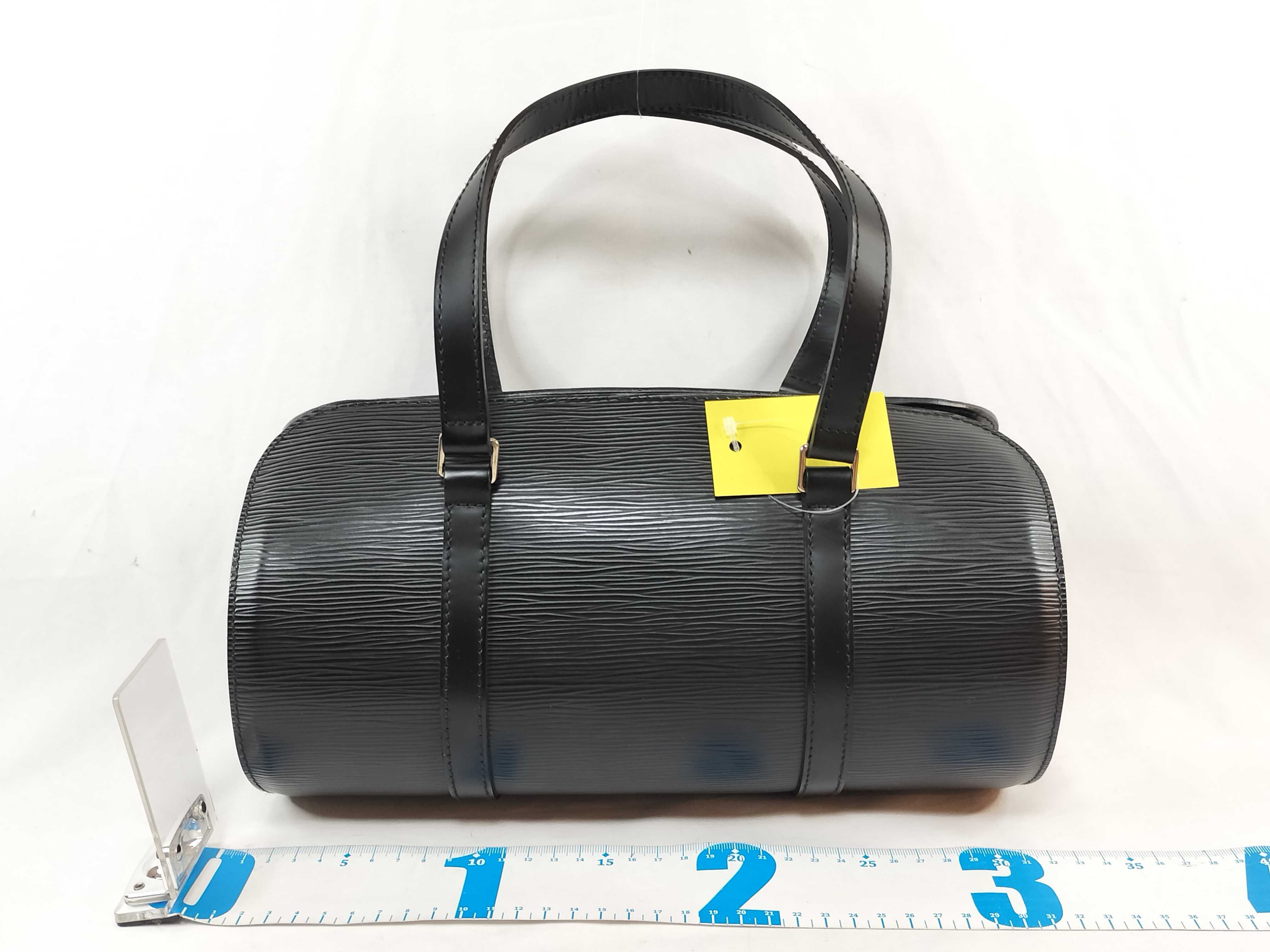 Louis Vuitton Black Epi Leather Soufflot Handbag with Matching Pouch