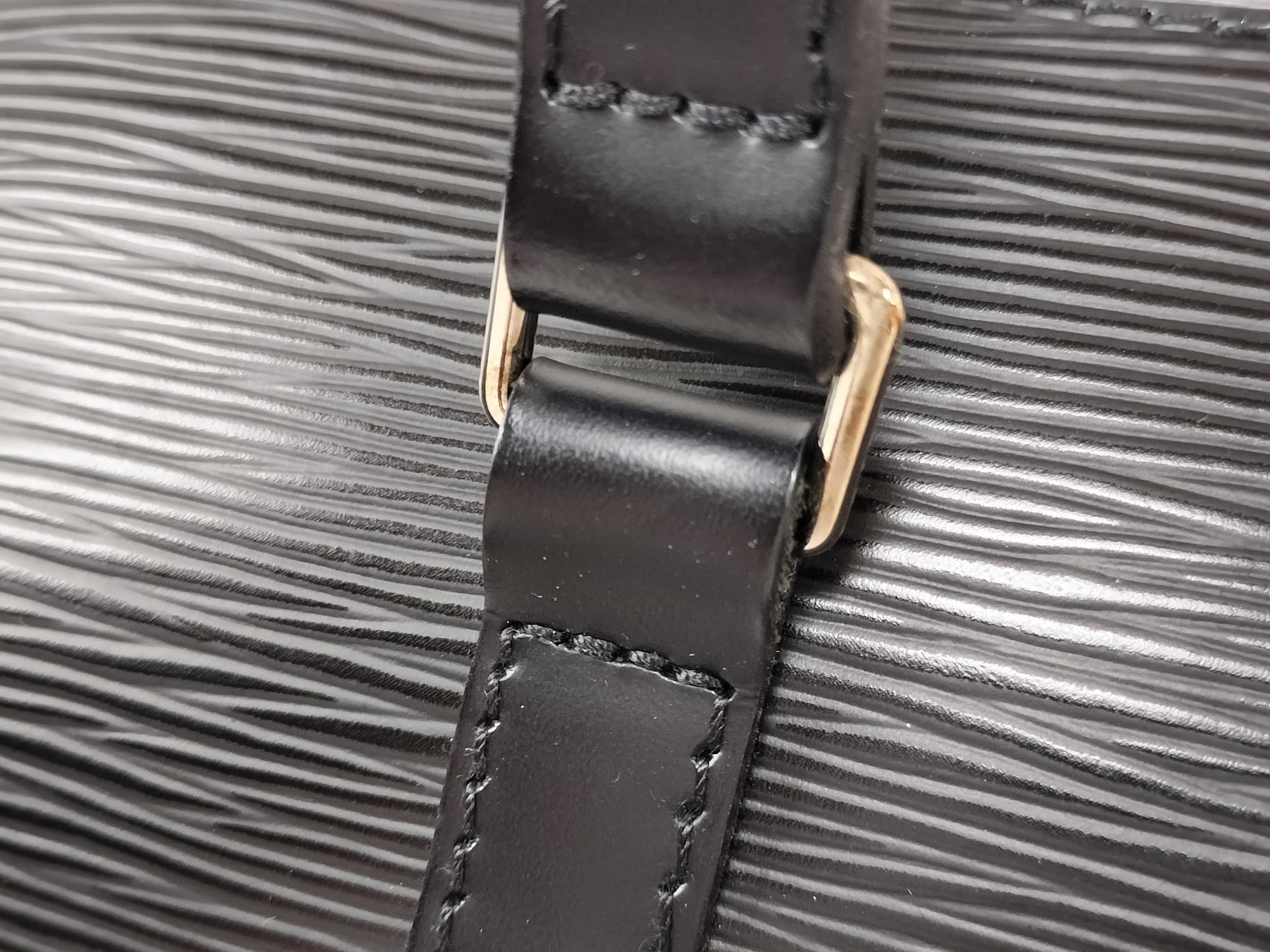 Louis Vuitton Black Epi Leather Soufflot Handbag with Matching Pouch