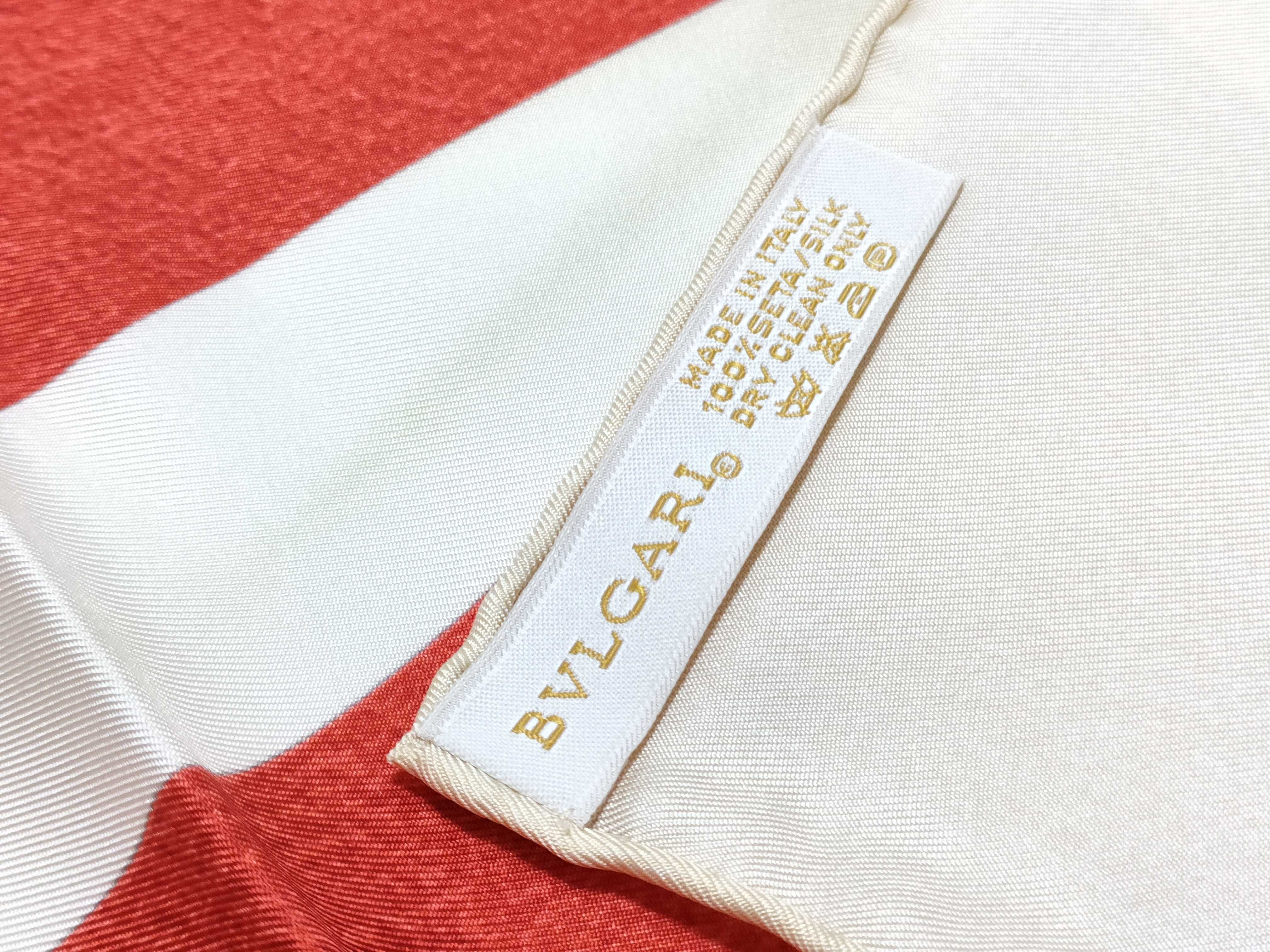 Bvlgari Davide Pizzigoni Red and Cream Silk Scarf