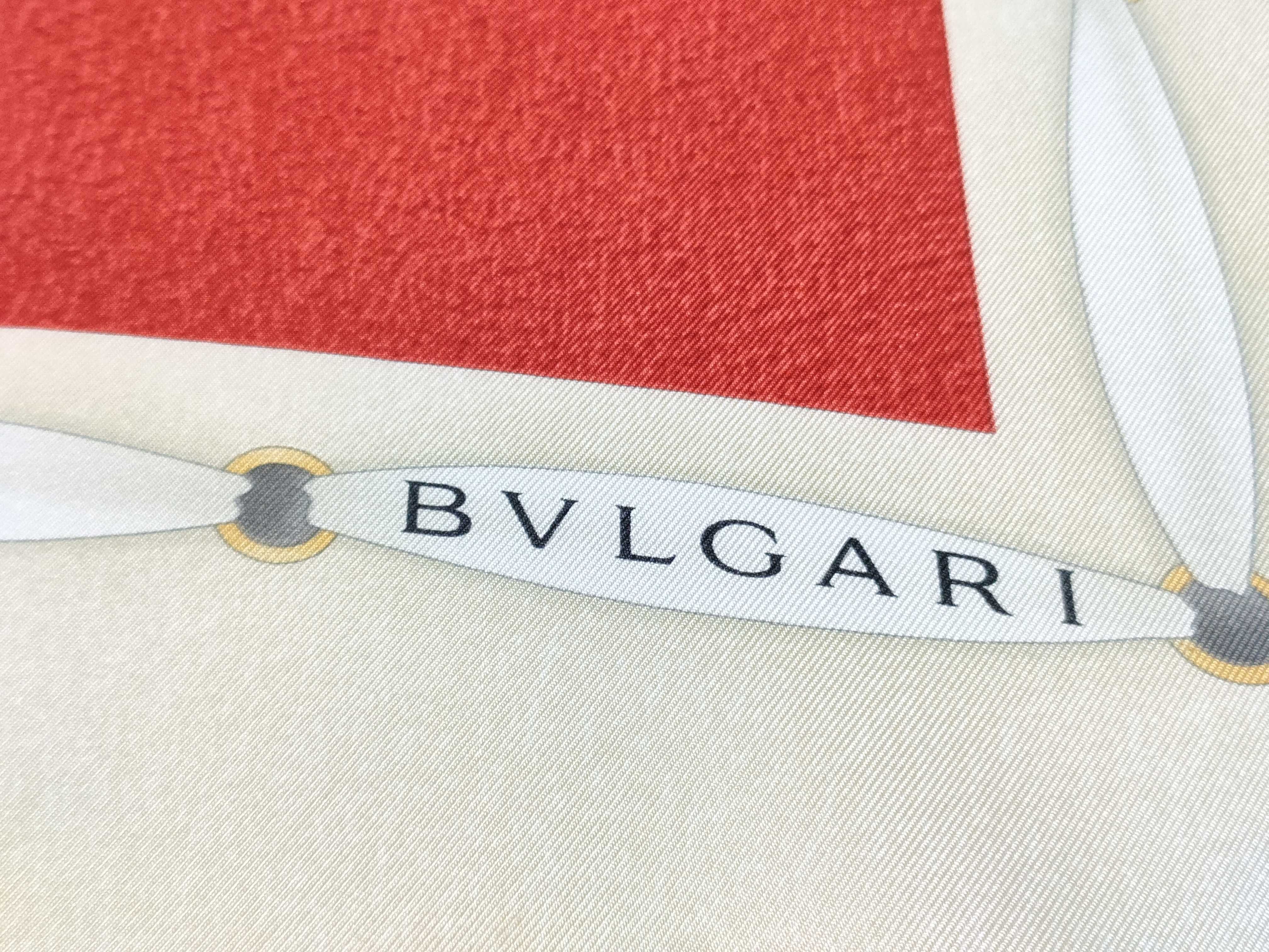 Bvlgari Davide Pizzigoni Red and Cream Silk Scarf