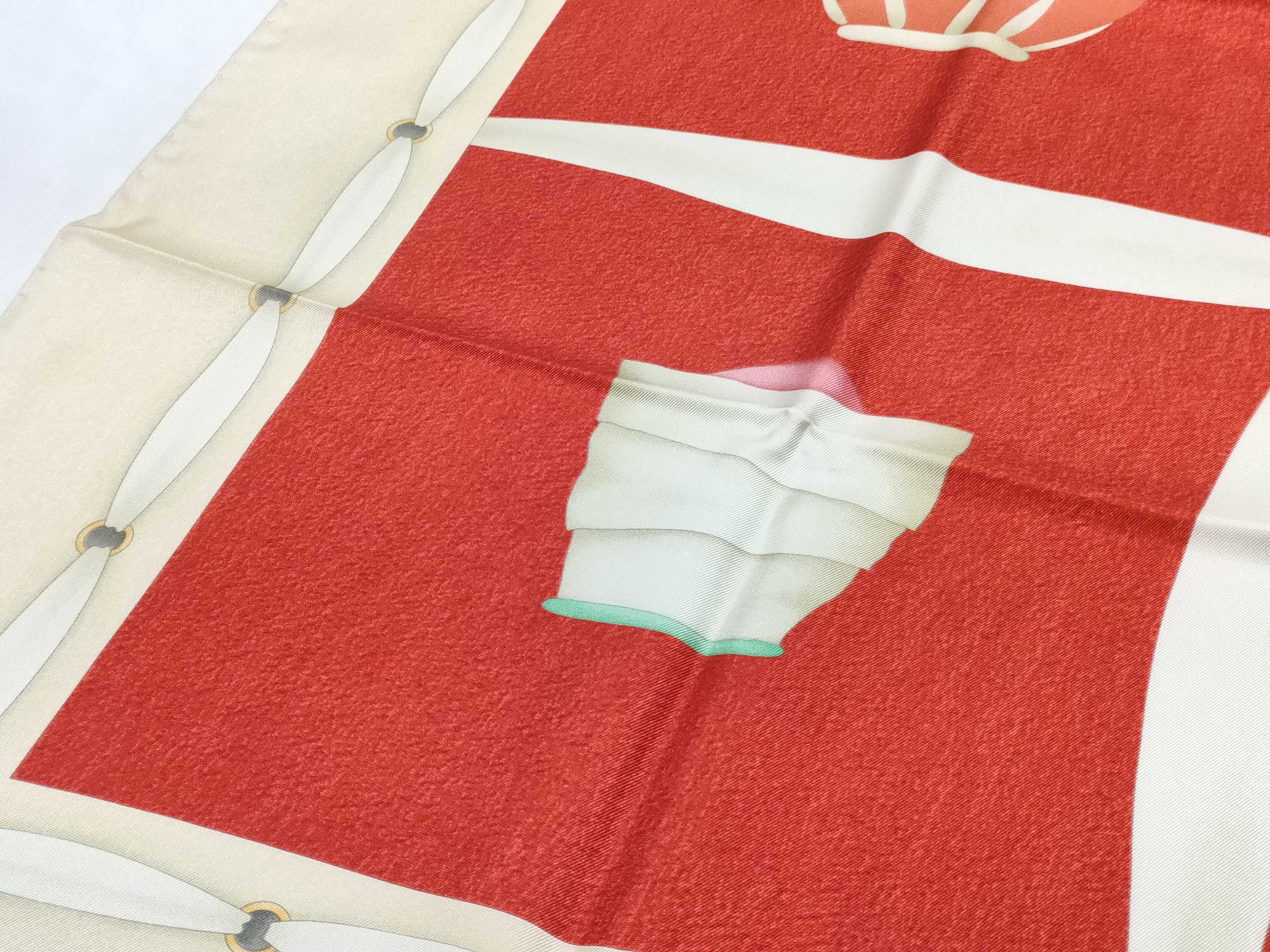 Bvlgari Davide Pizzigoni Red and Cream Silk Scarf