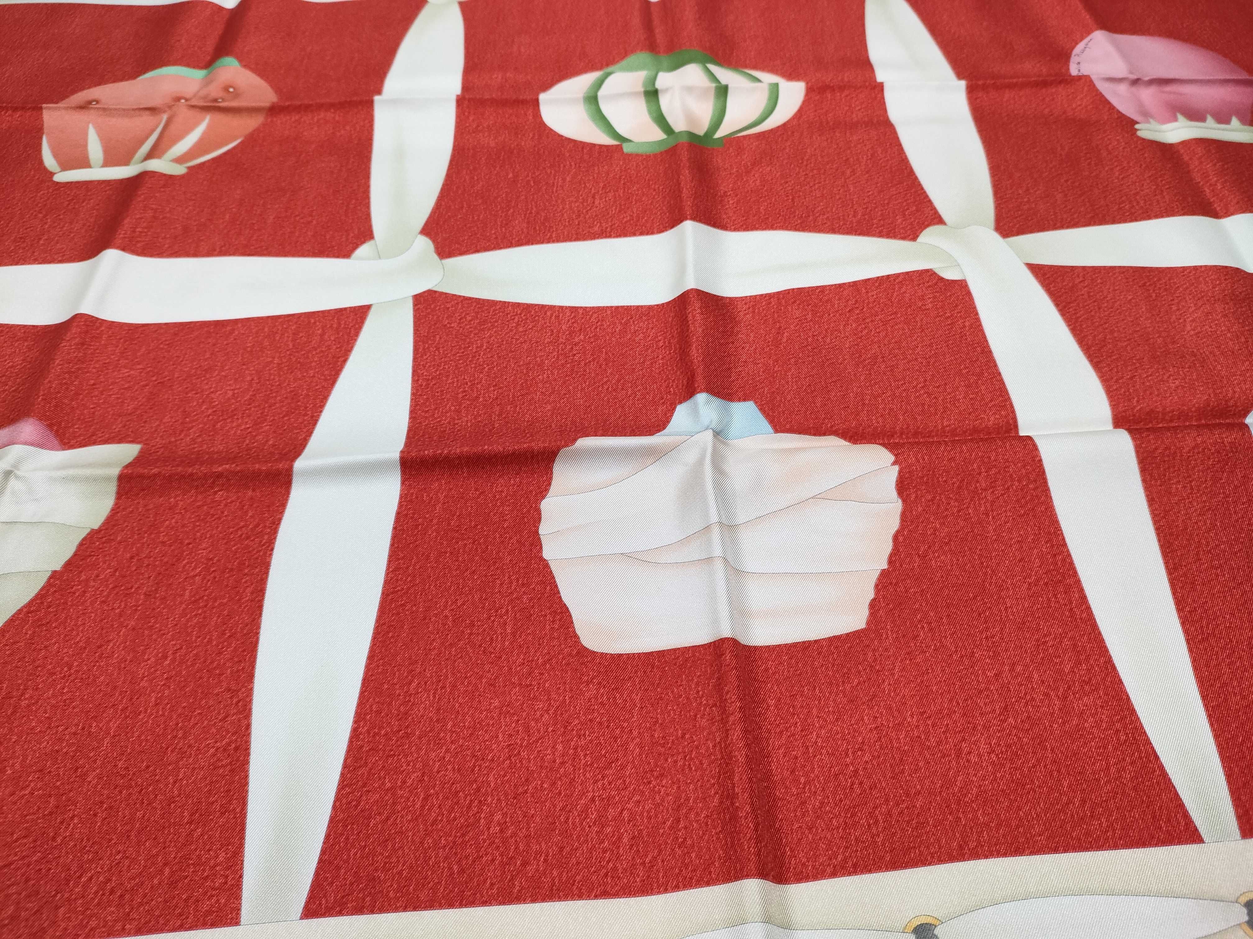 Bvlgari Davide Pizzigoni Red and Cream Silk Scarf