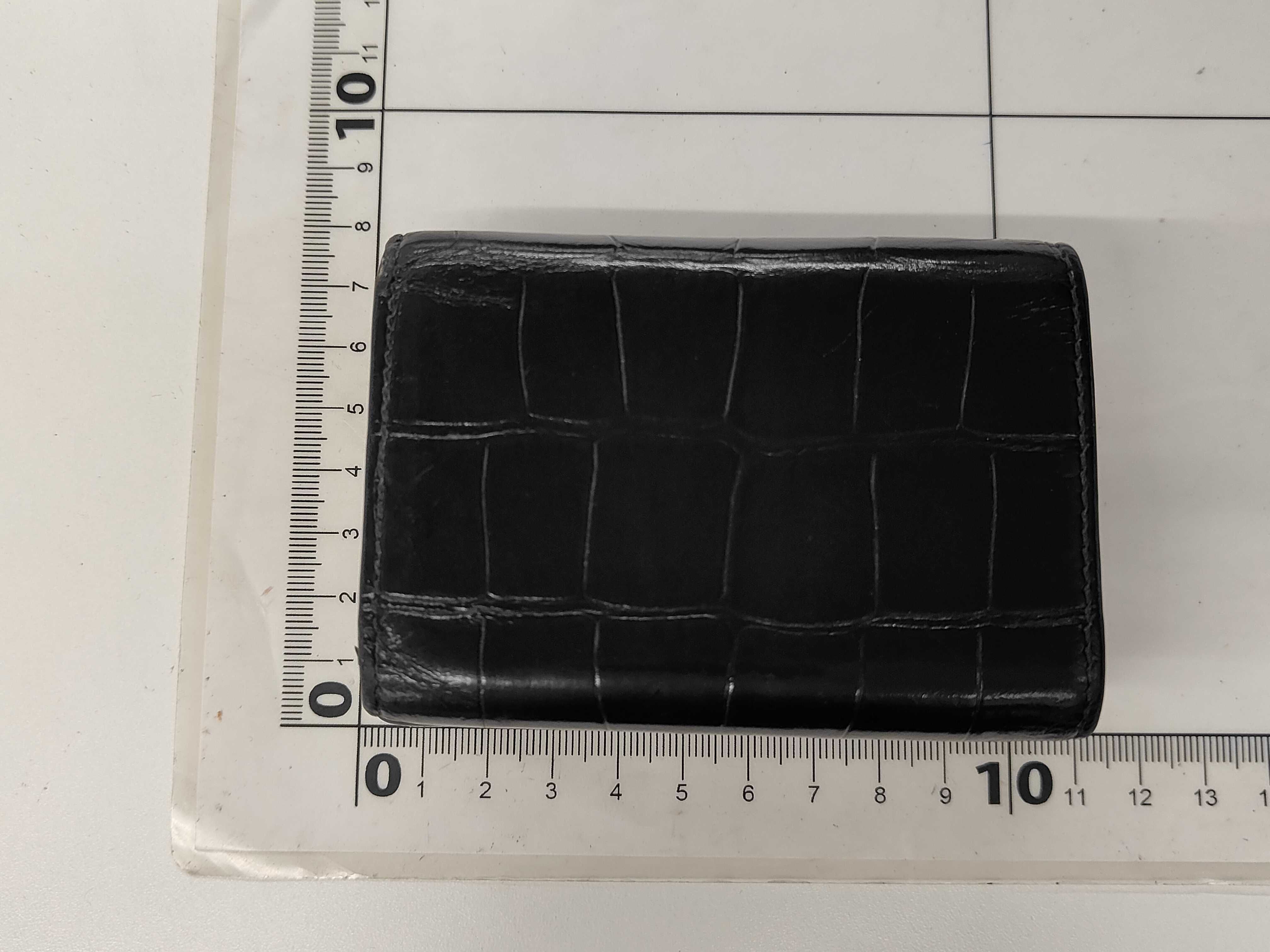 Balenciaga Hourglass Mini Trifold Wallet in Black Croc-Embossed Leather