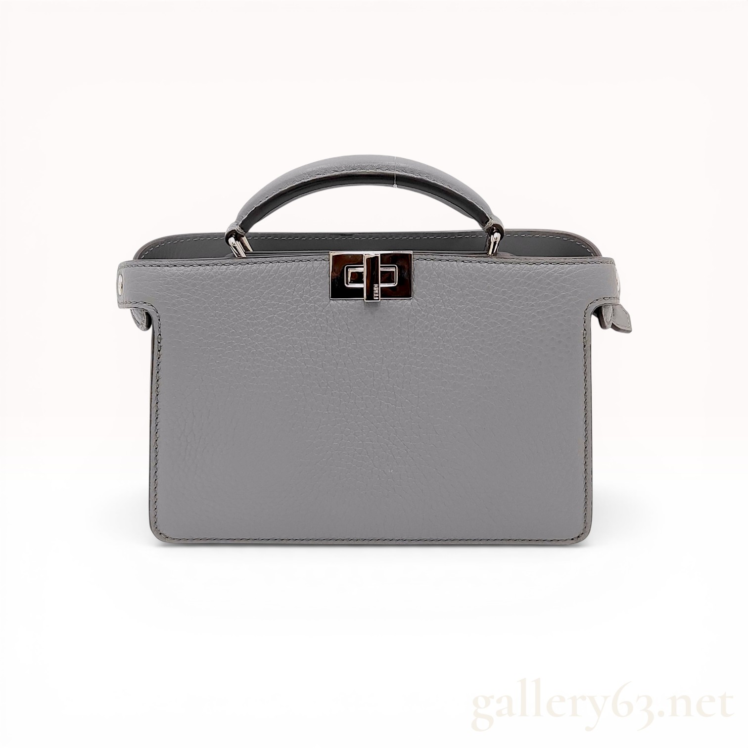 Fendi Grey Grained Leather Peekaboo ISeeU Mini Handbag