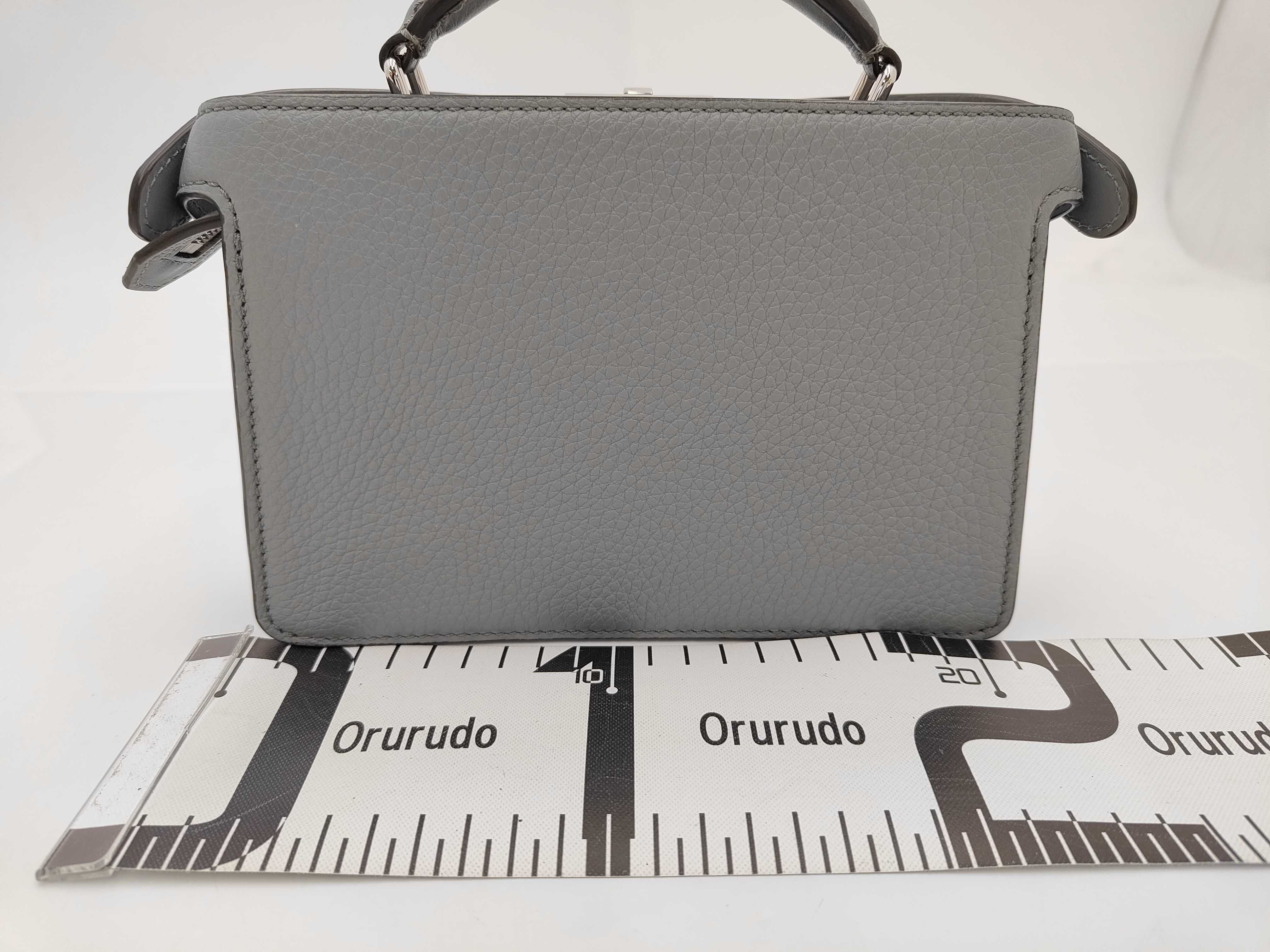 Fendi Grey Grained Leather Peekaboo ISeeU Mini Handbag