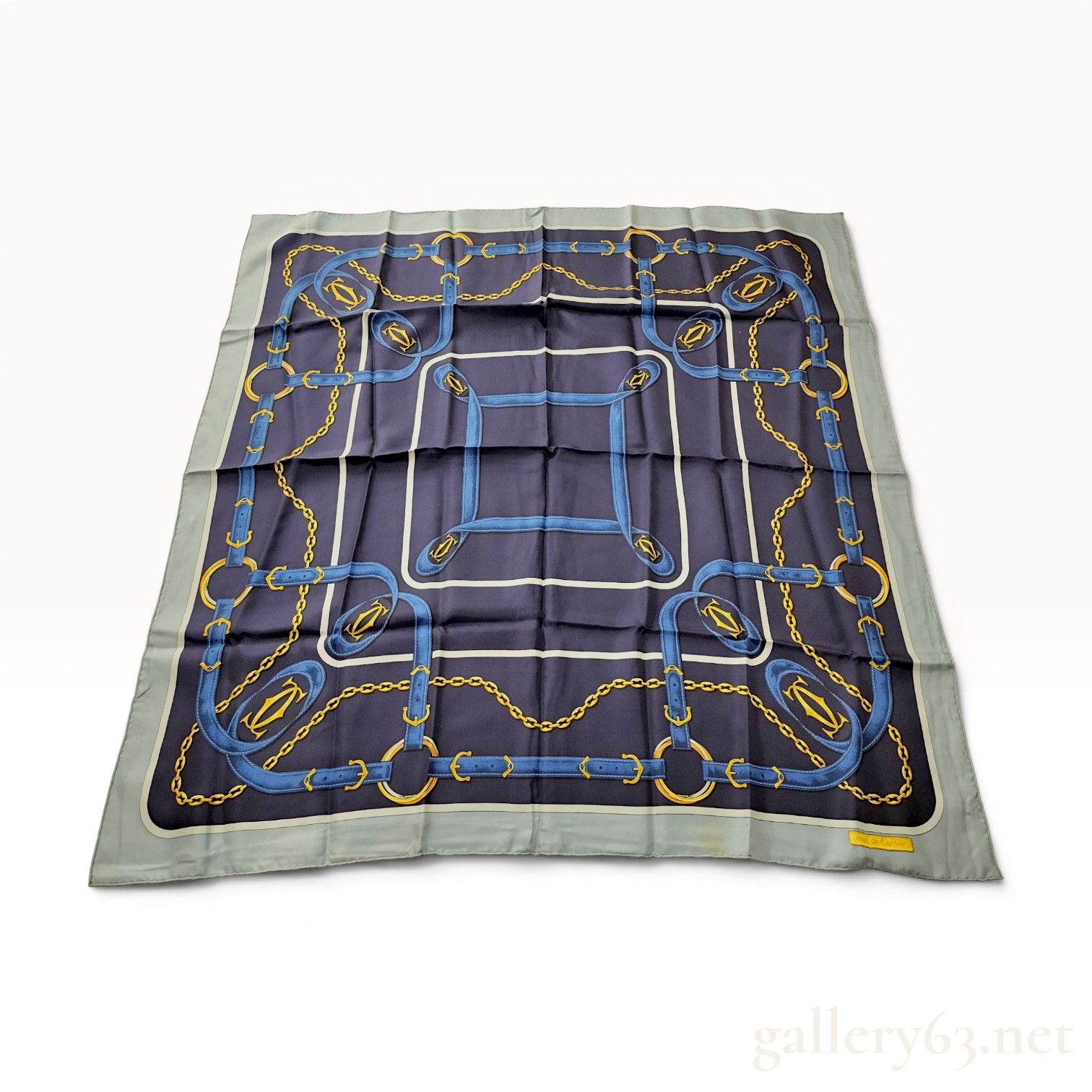 Must de Cartier Silk Equestrian Chain and Strap Square Scarf