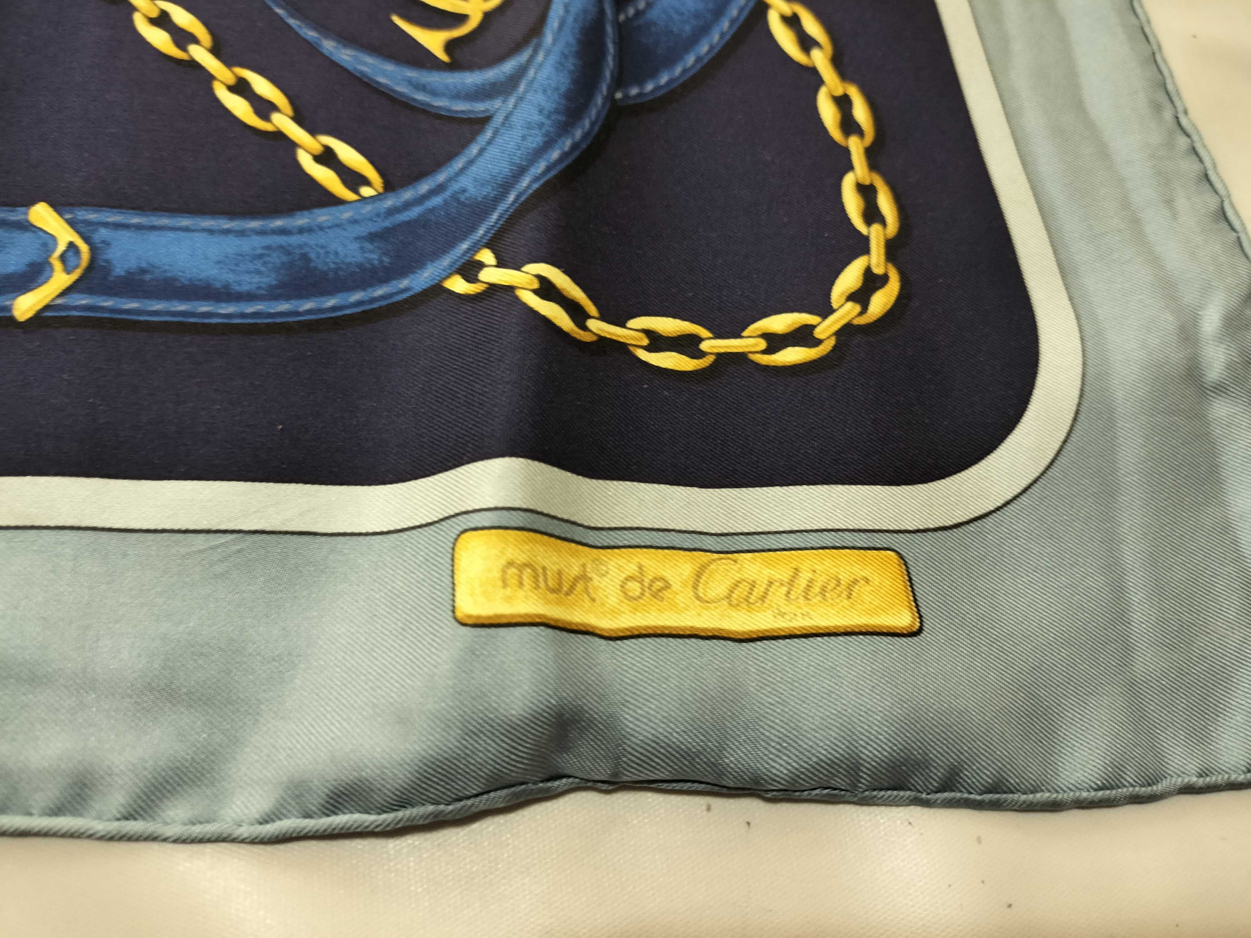 Must de Cartier Silk Equestrian Chain and Strap Square Scarf