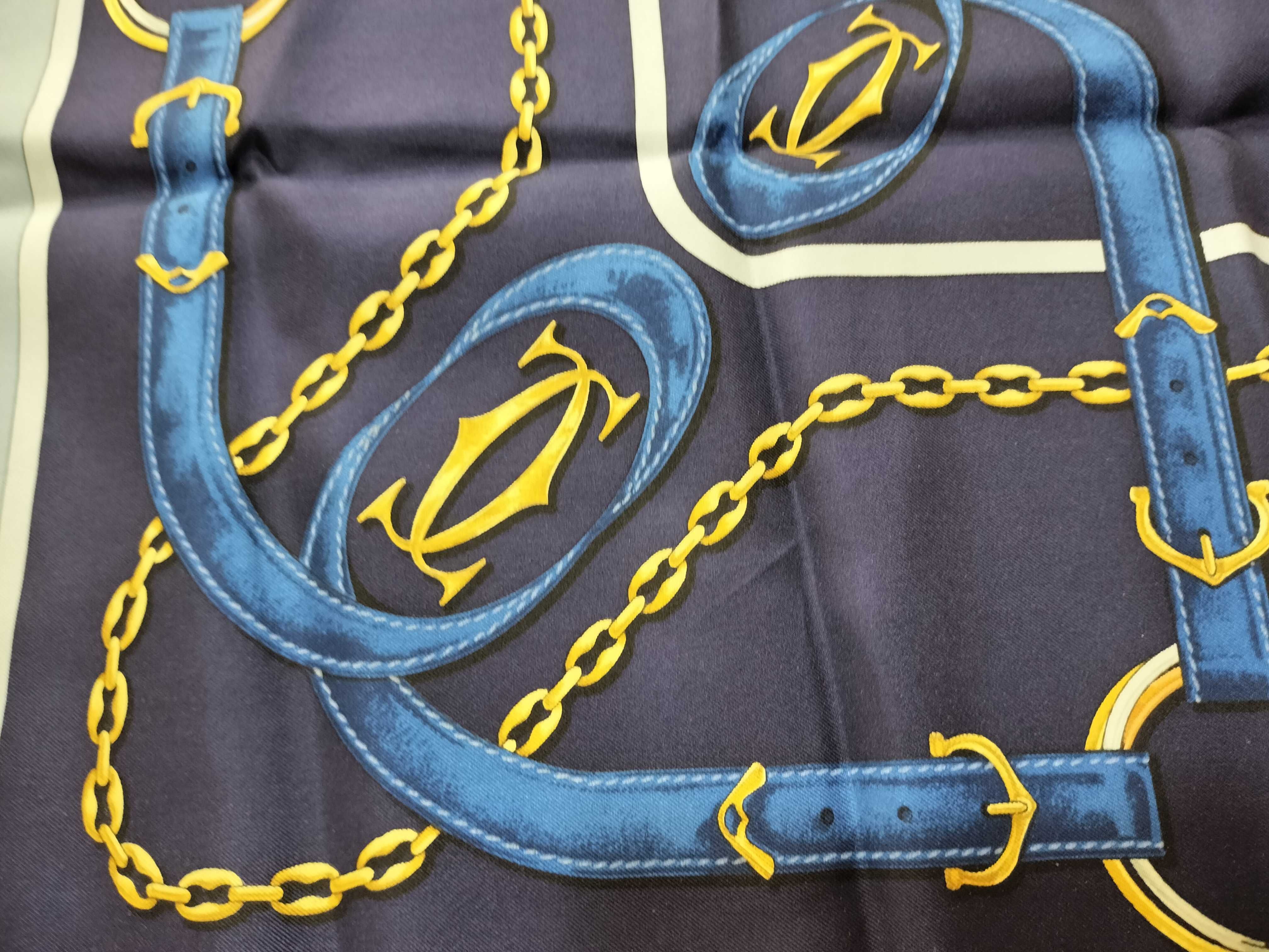 Must de Cartier Silk Equestrian Chain and Strap Square Scarf