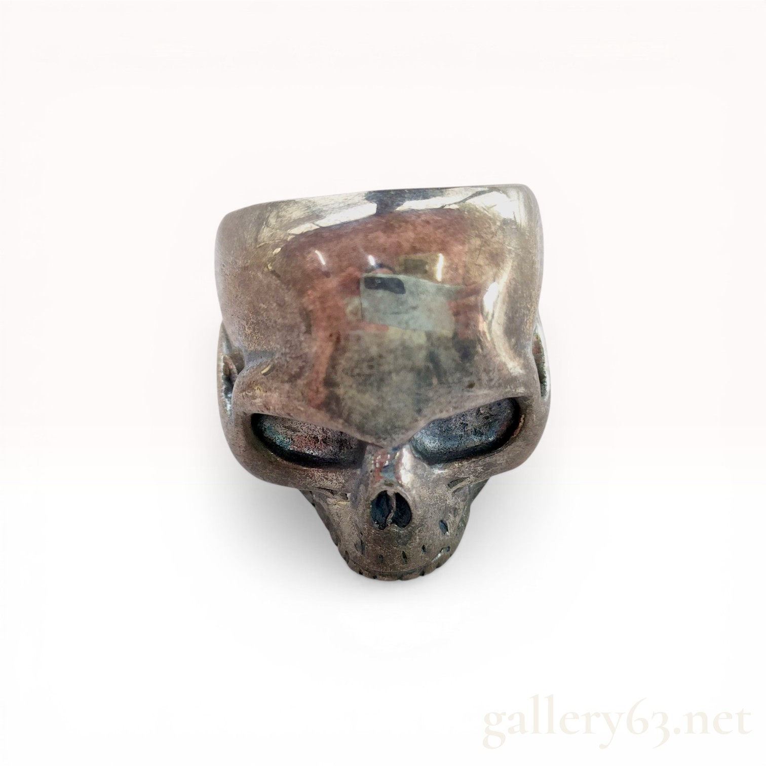 Large Sculptural Silver Skull Ring