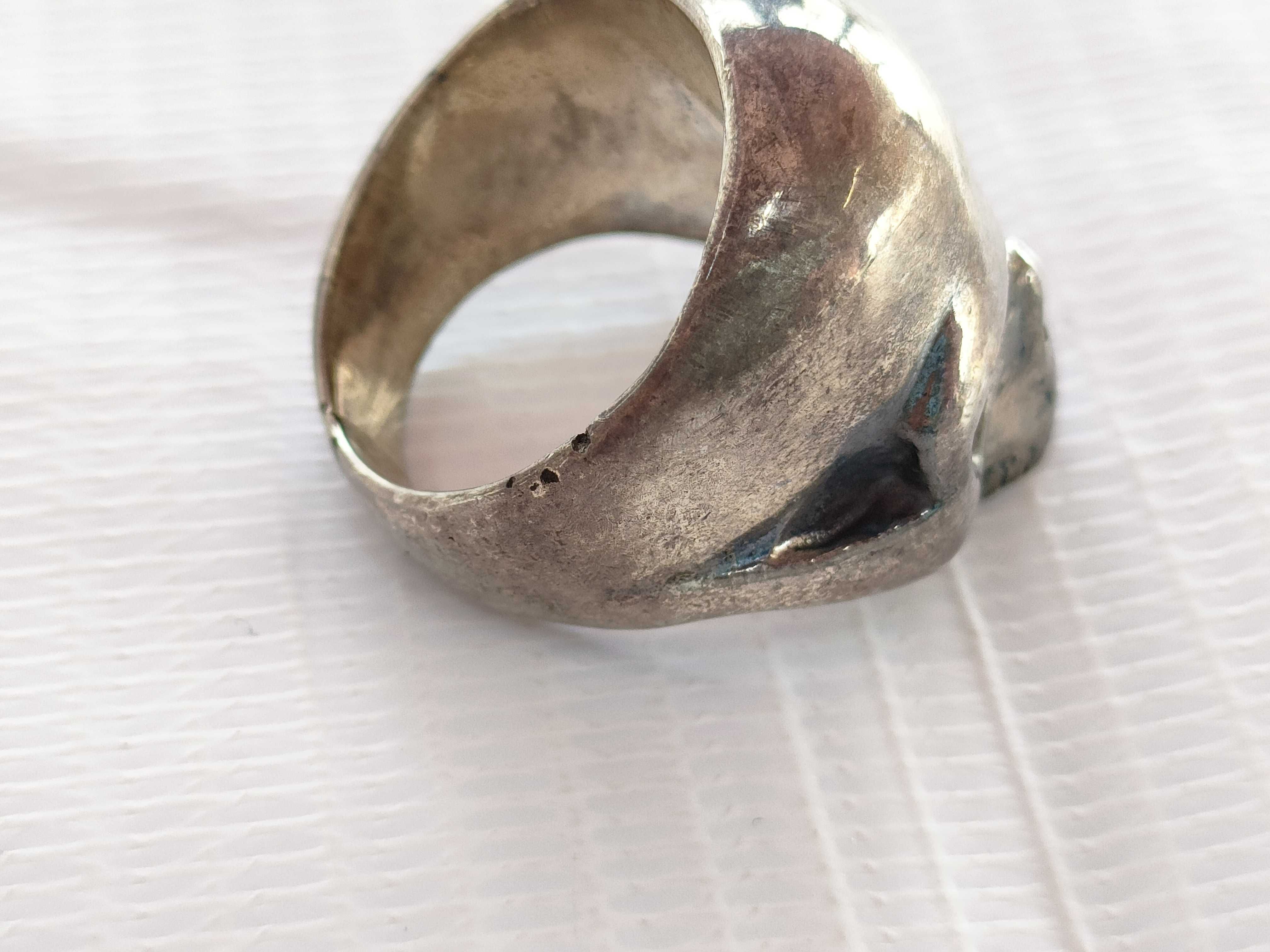 Large Sculptural Silver Skull Ring