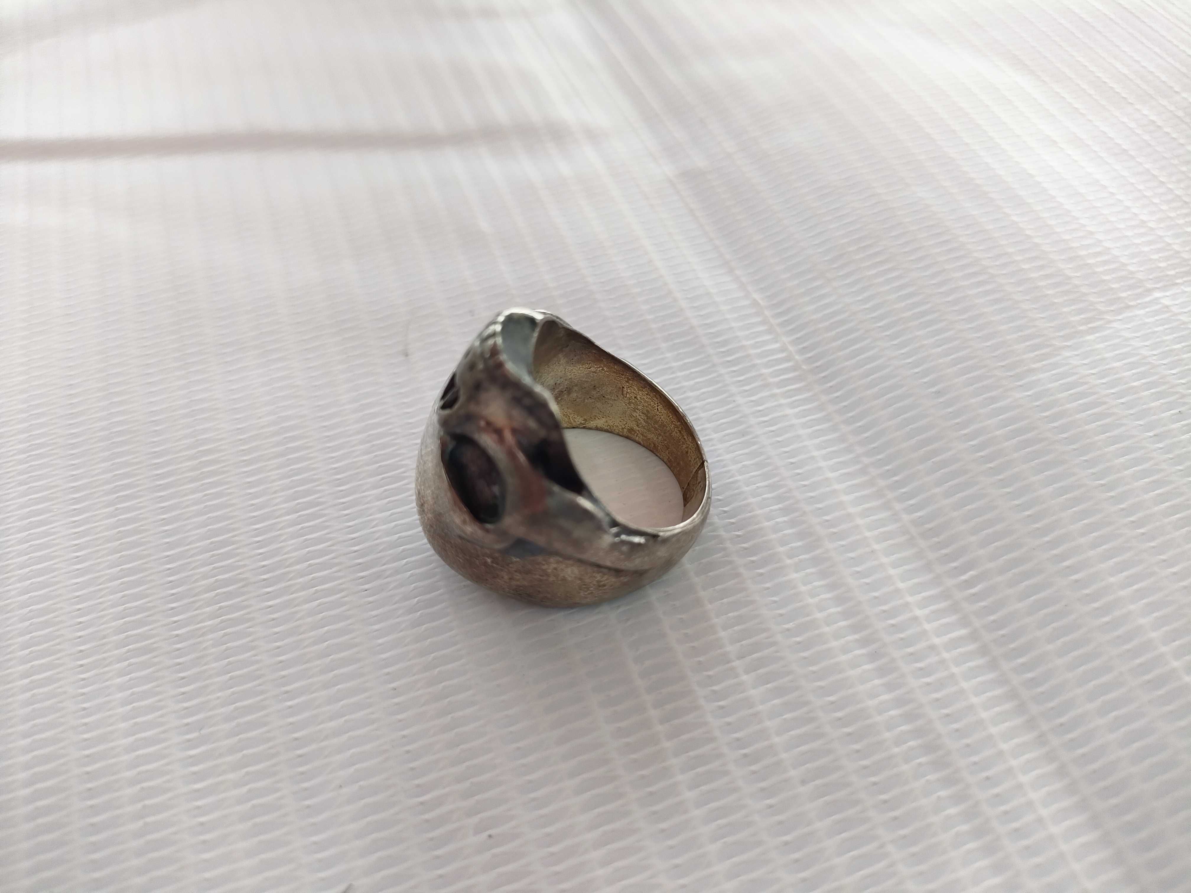 Large Sculptural Silver Skull Ring
