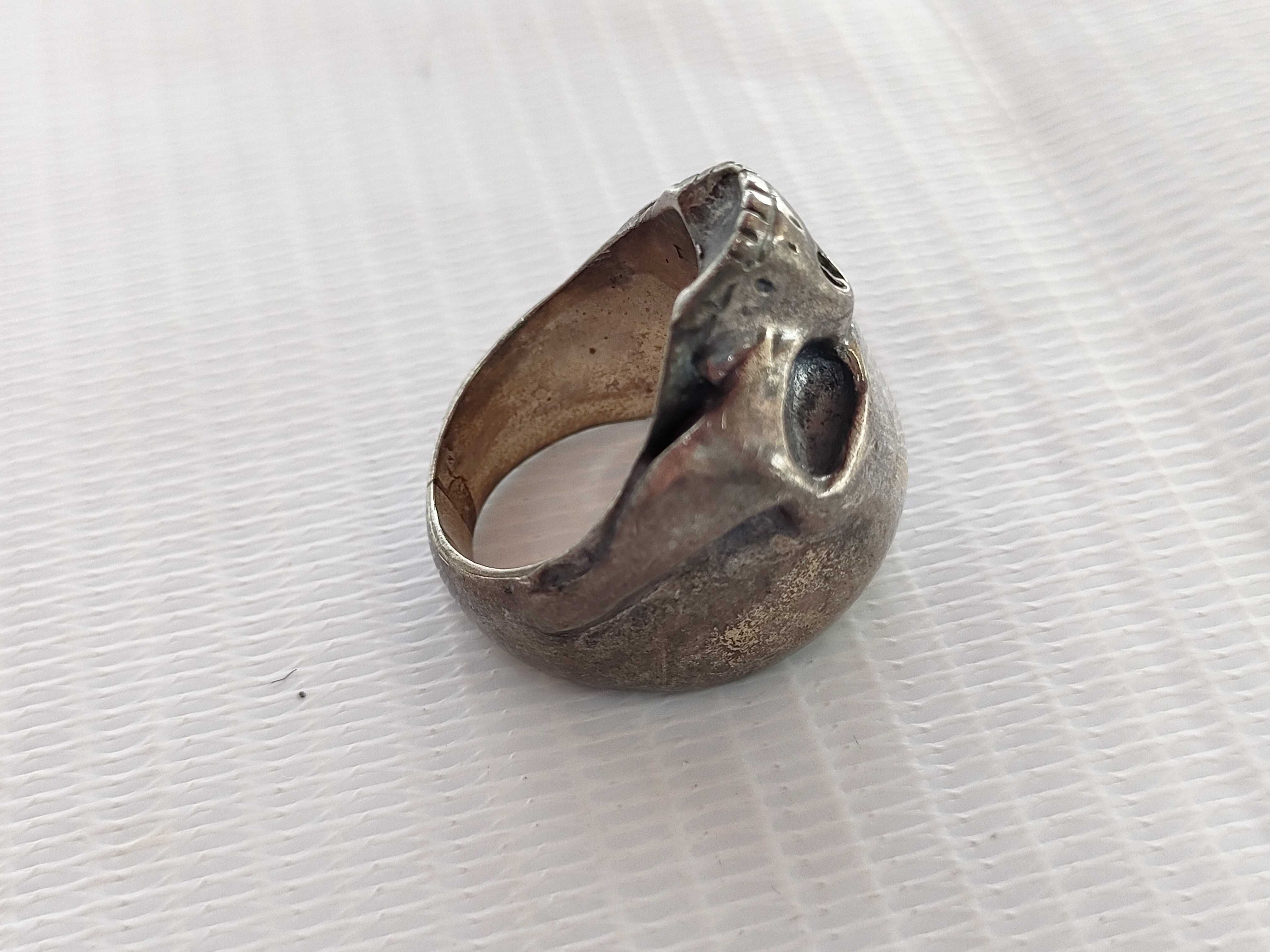 Large Sculptural Silver Skull Ring