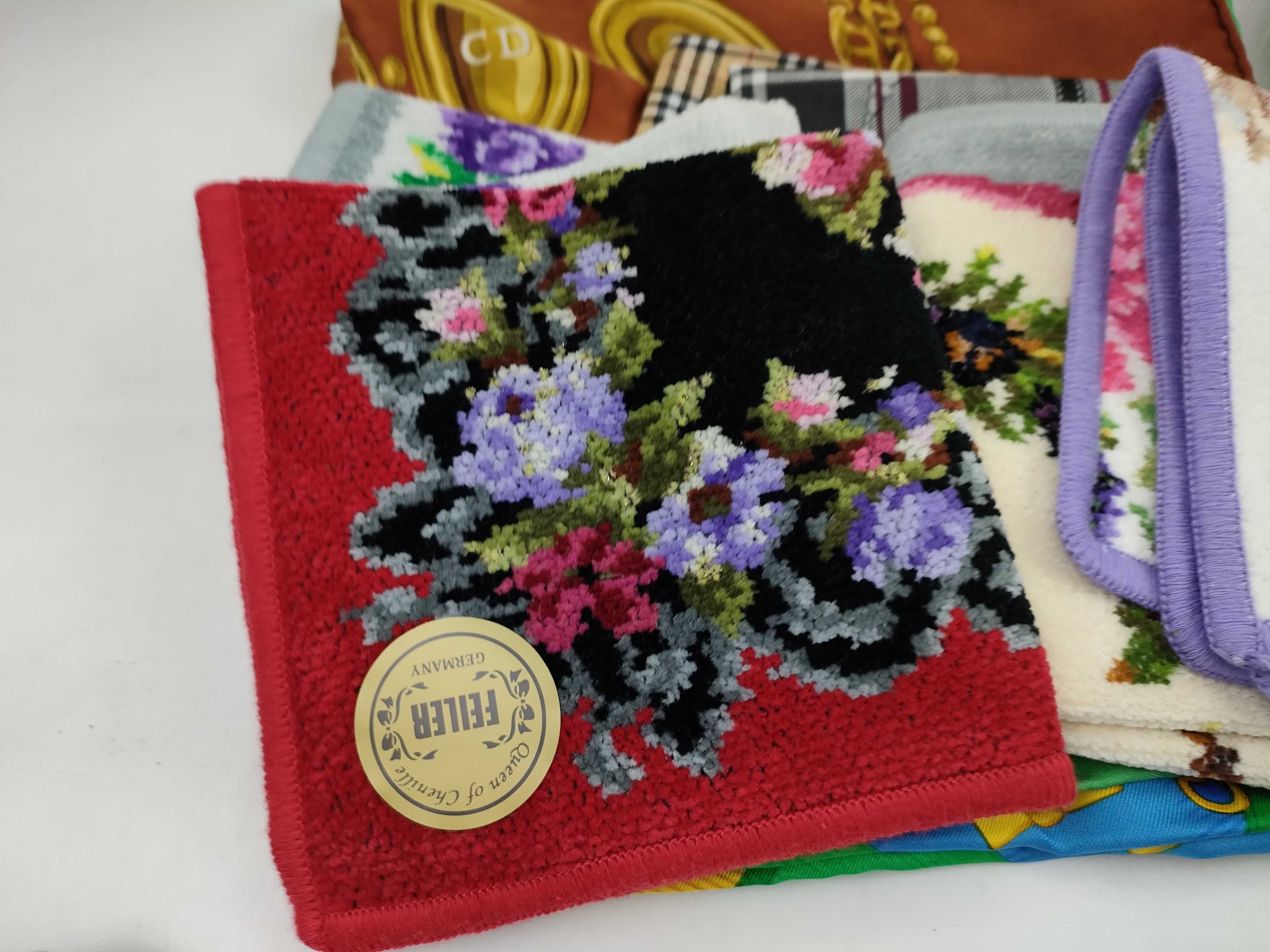 A Collection of Designer Scarves and Pocket Squares Including Christian Dior, Nina Ricci, MCM, and Feiler