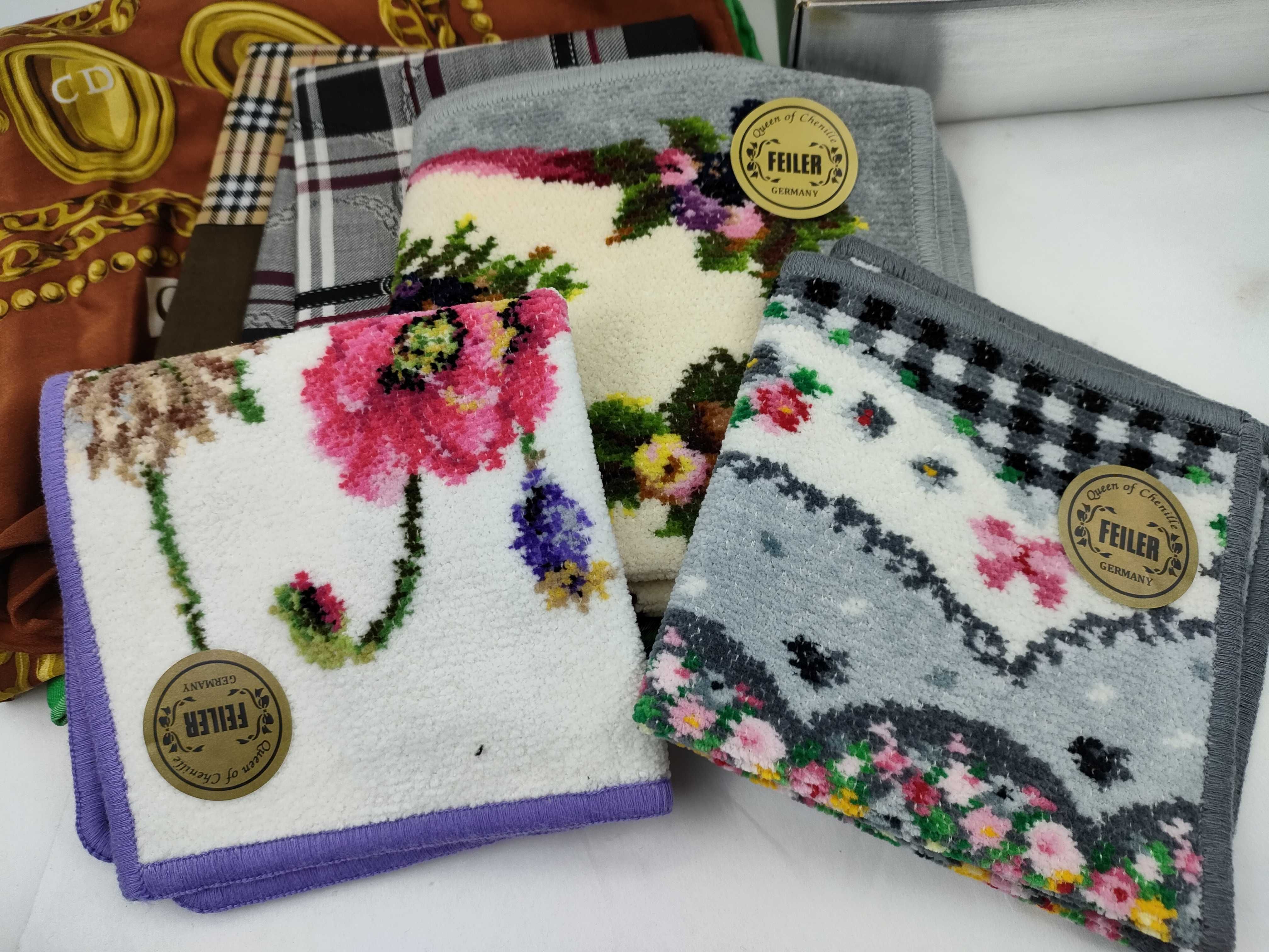 A Collection of Designer Scarves and Pocket Squares Including Christian Dior, Nina Ricci, MCM, and Feiler