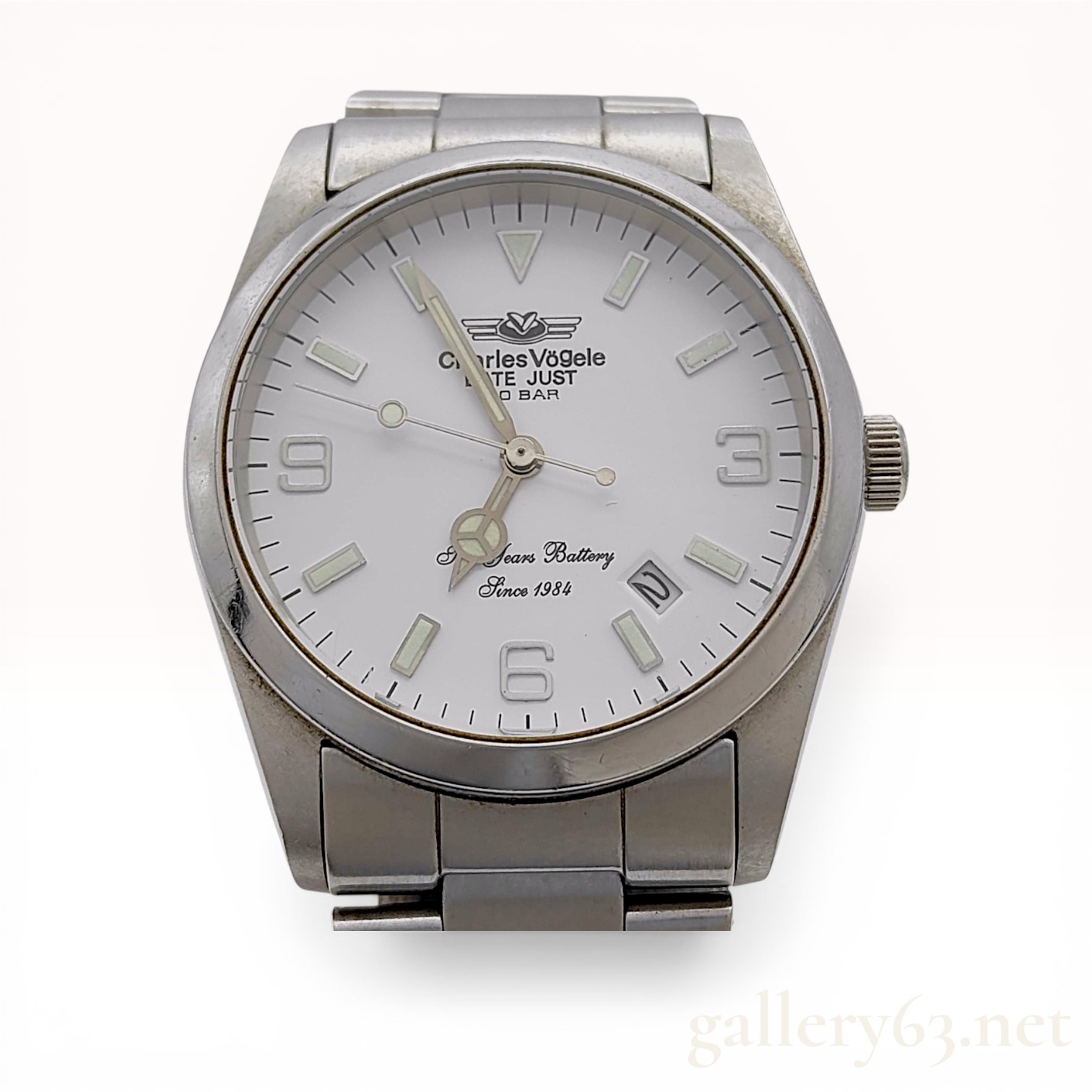 Charles Vogele Date Just Style Stainless Steel Quartz Wristwatch CV-7629