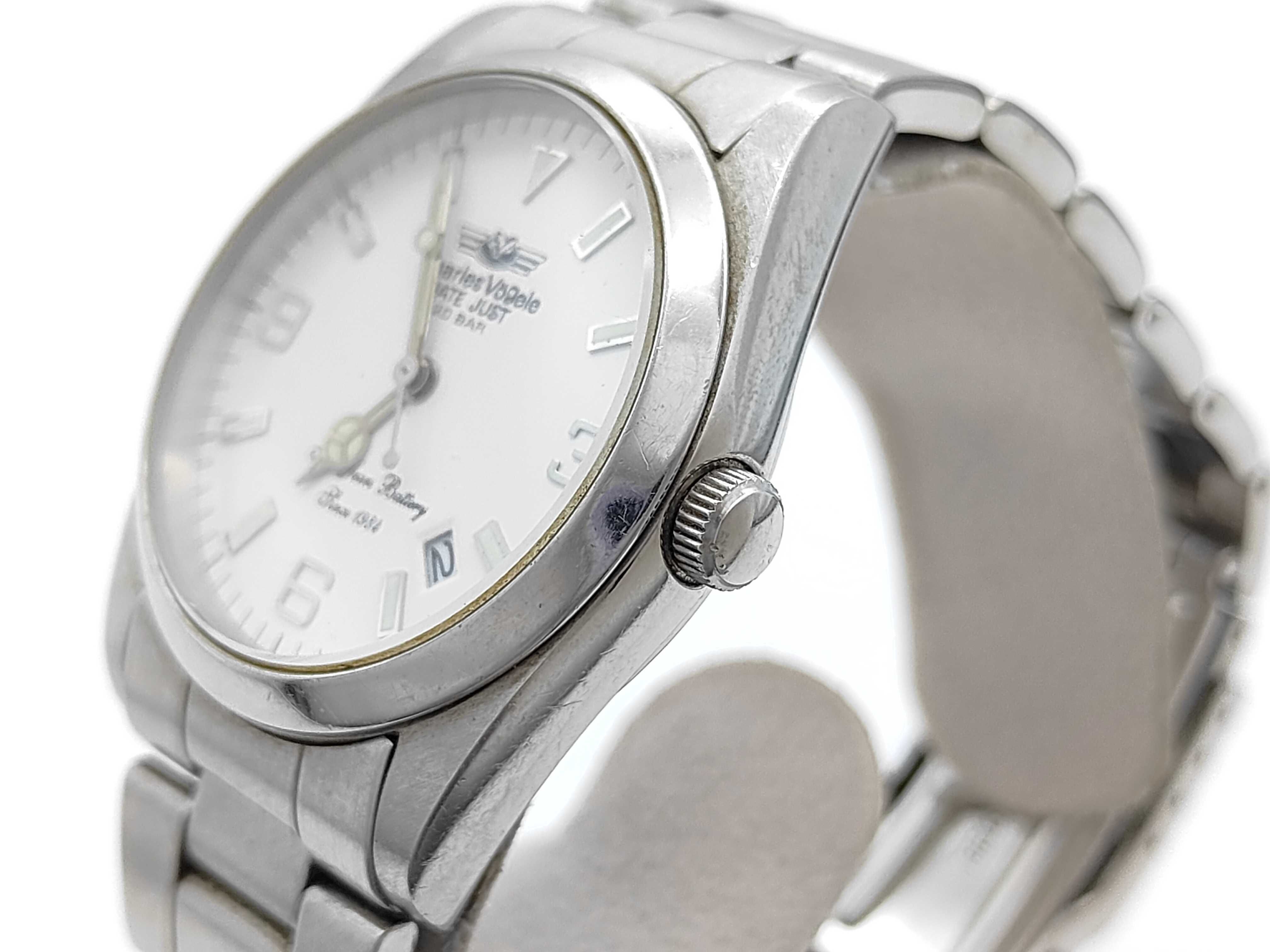 Charles Vogele Date Just Style Stainless Steel Quartz Wristwatch CV-7629