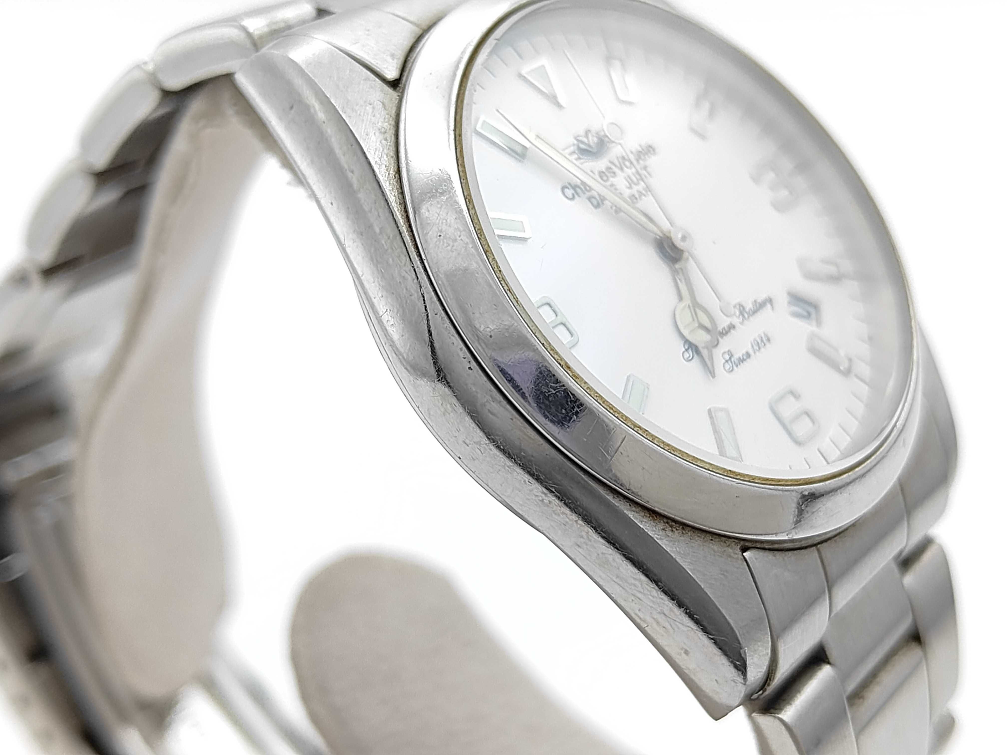 Charles Vogele Date Just Style Stainless Steel Quartz Wristwatch CV-7629