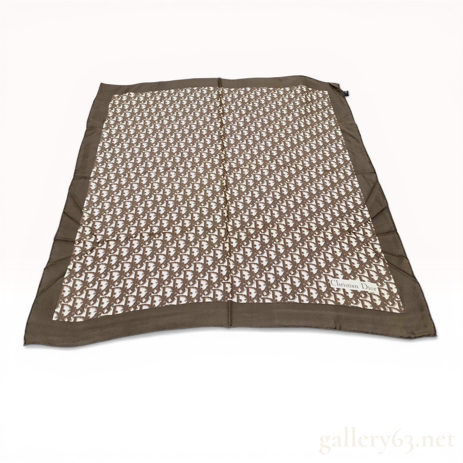 Christian Dior Brown Oblique Monogram Silk Scarf