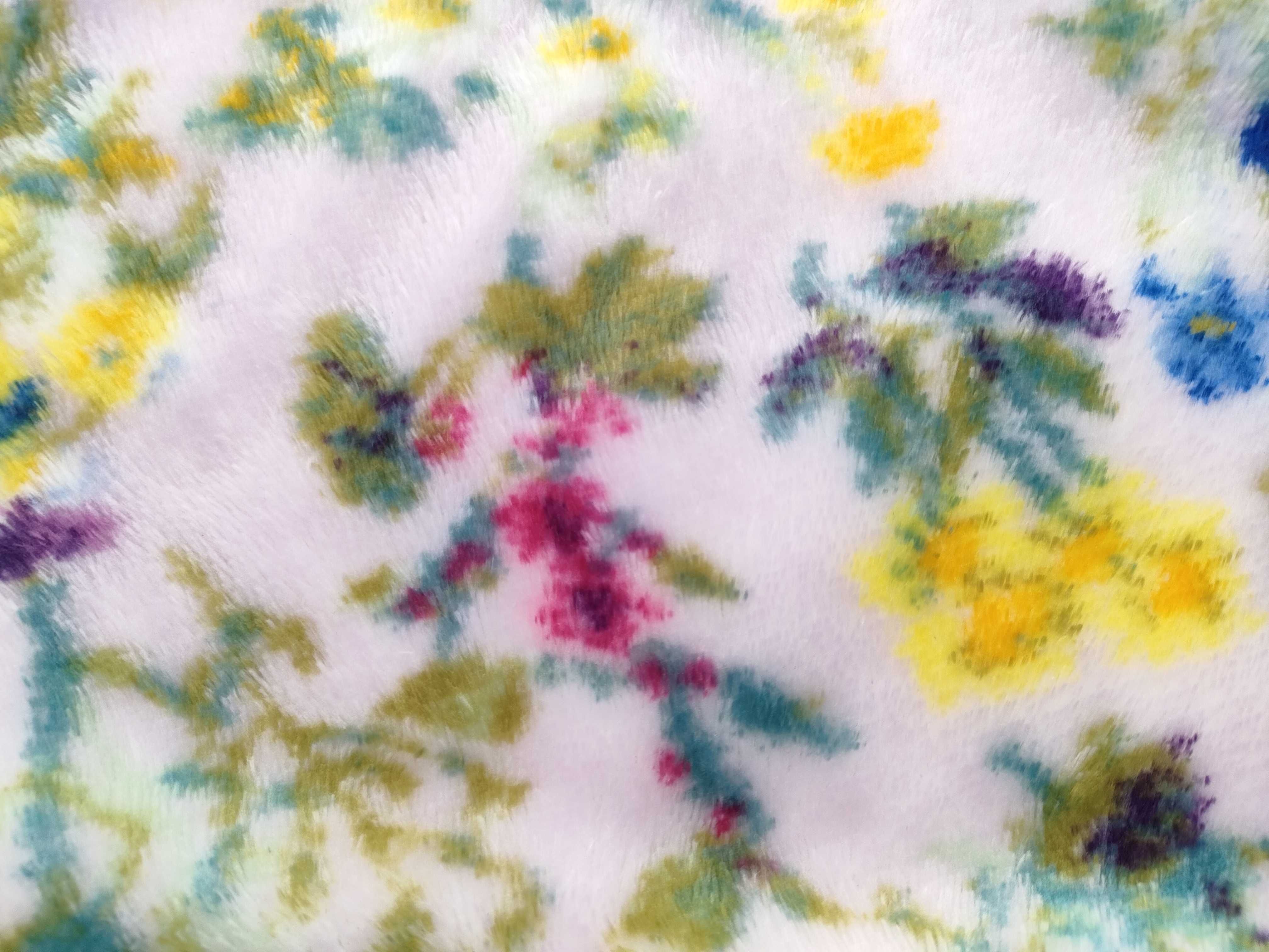 An Assortment of Feiler Floral Chenille Textiles and Plush Throw