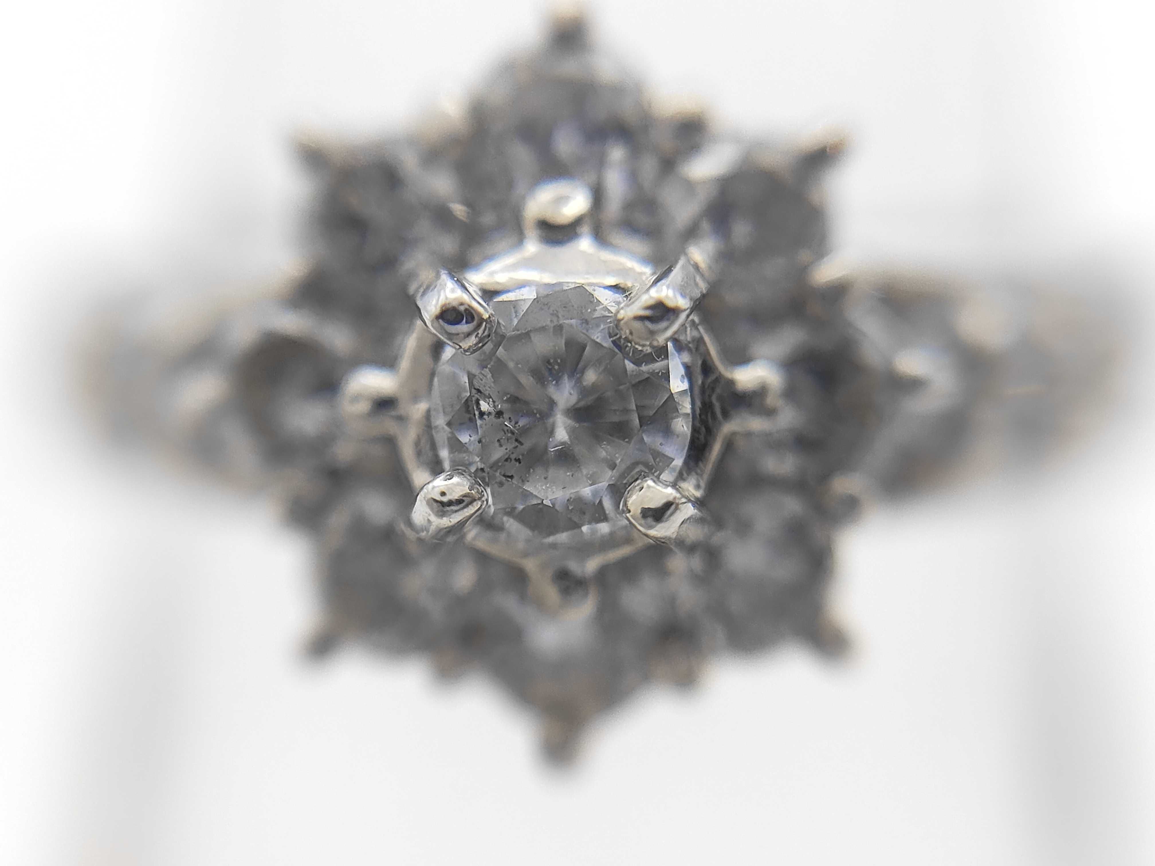 Platinum 900 and Natural Diamond Flower Cluster Ring