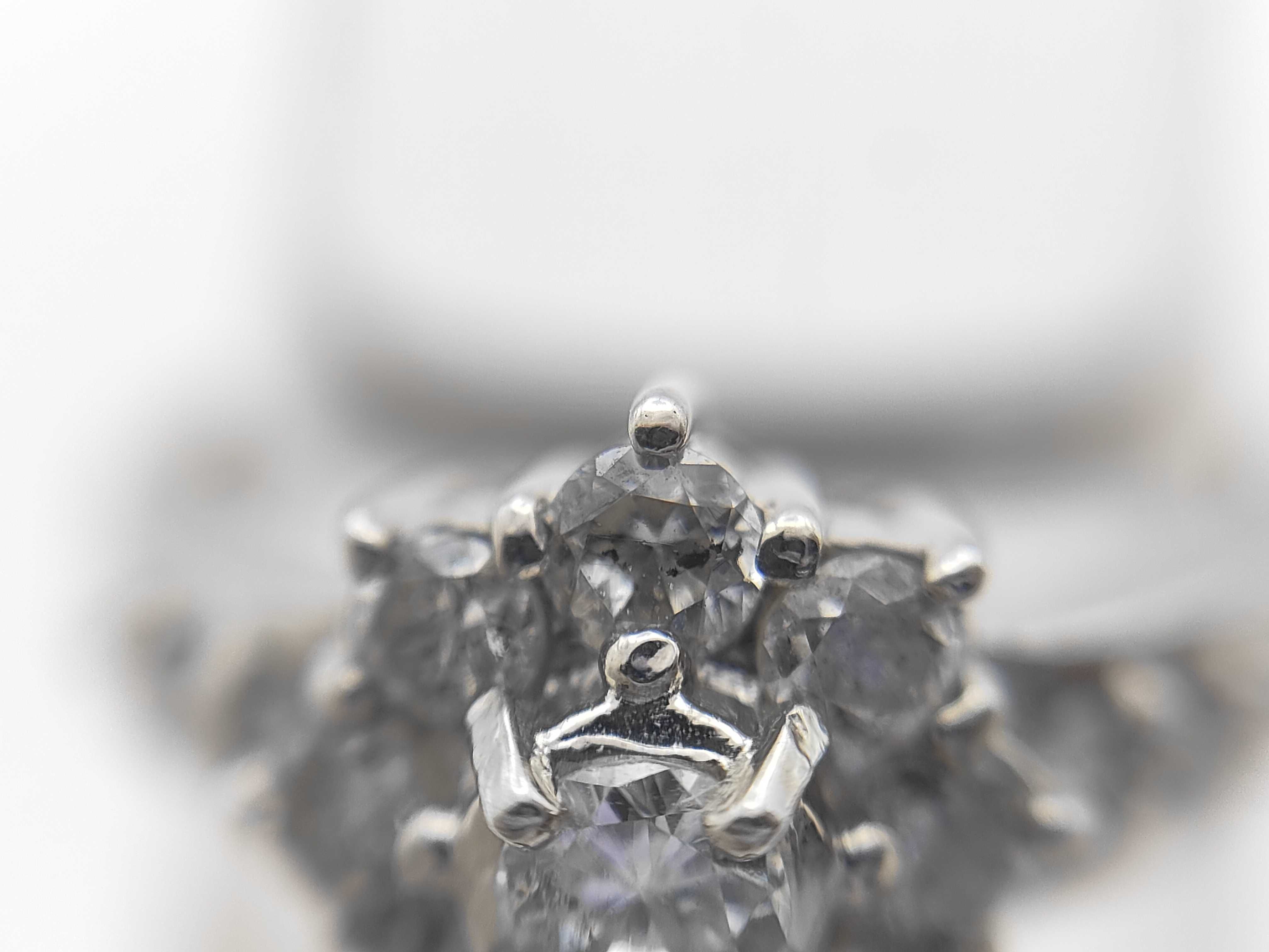 Platinum 900 and Natural Diamond Flower Cluster Ring