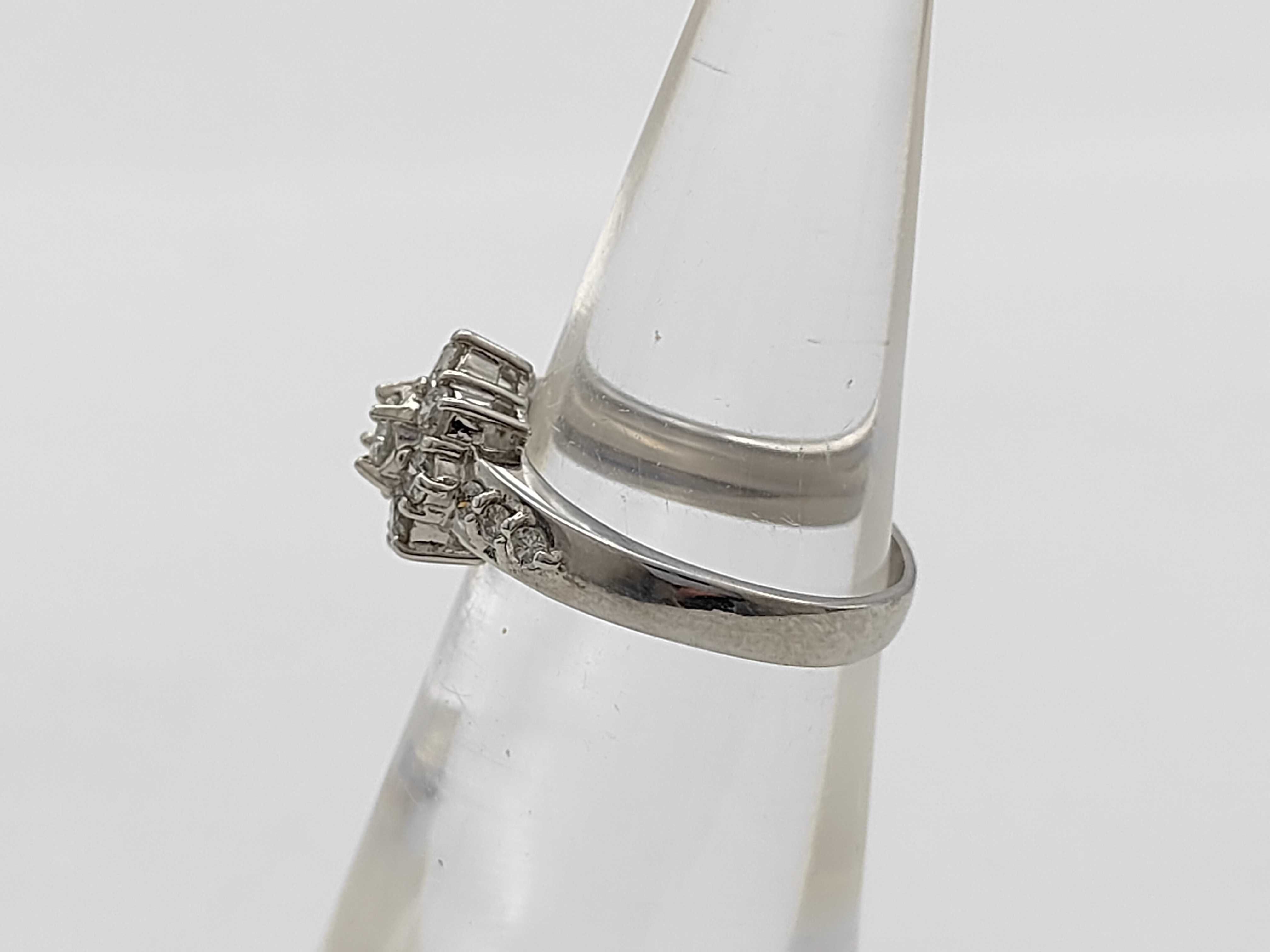 Platinum 900 and Natural Diamond Flower Cluster Ring