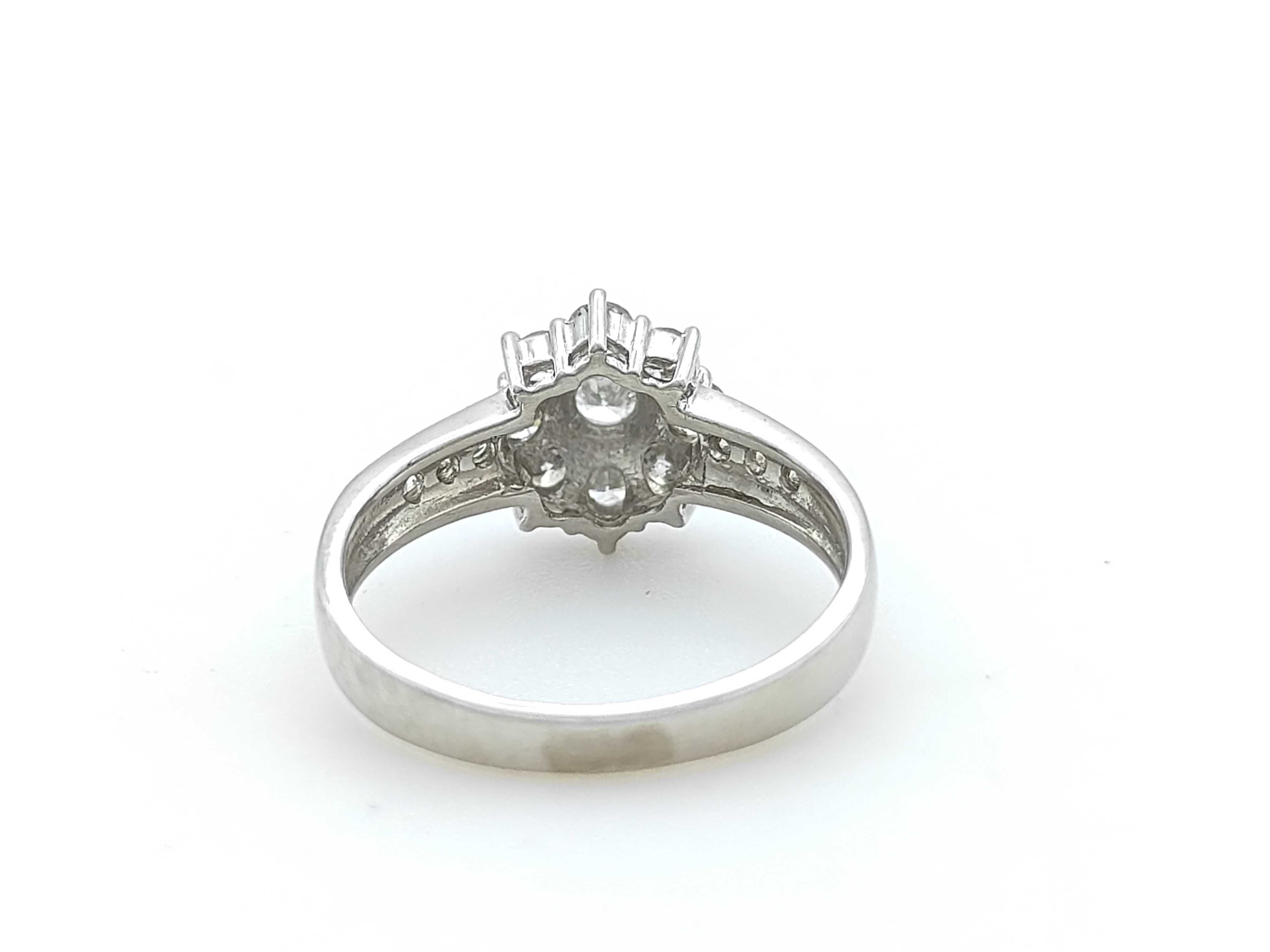 Platinum 900 and Natural Diamond Flower Cluster Ring