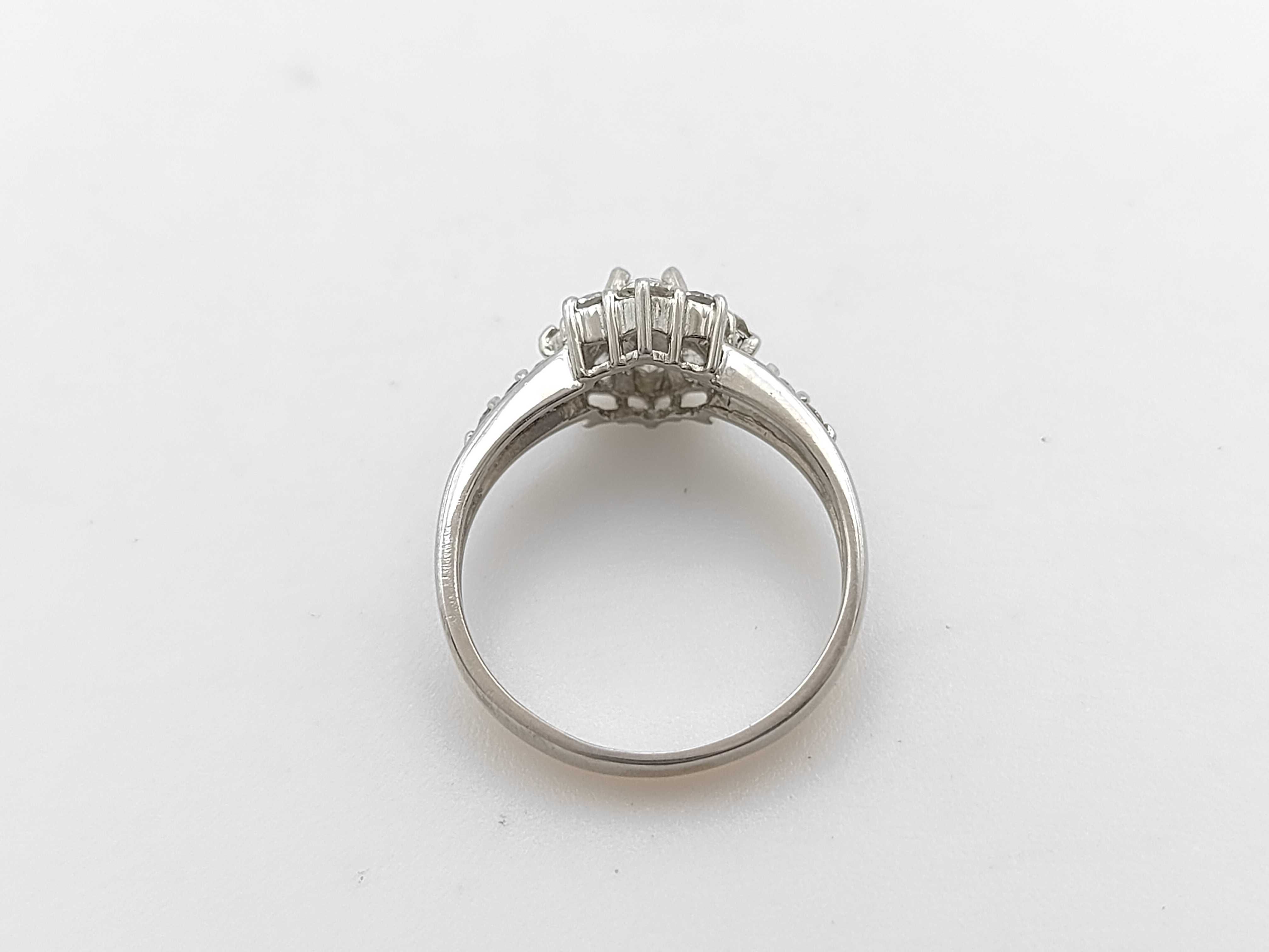 Platinum 900 and Natural Diamond Flower Cluster Ring