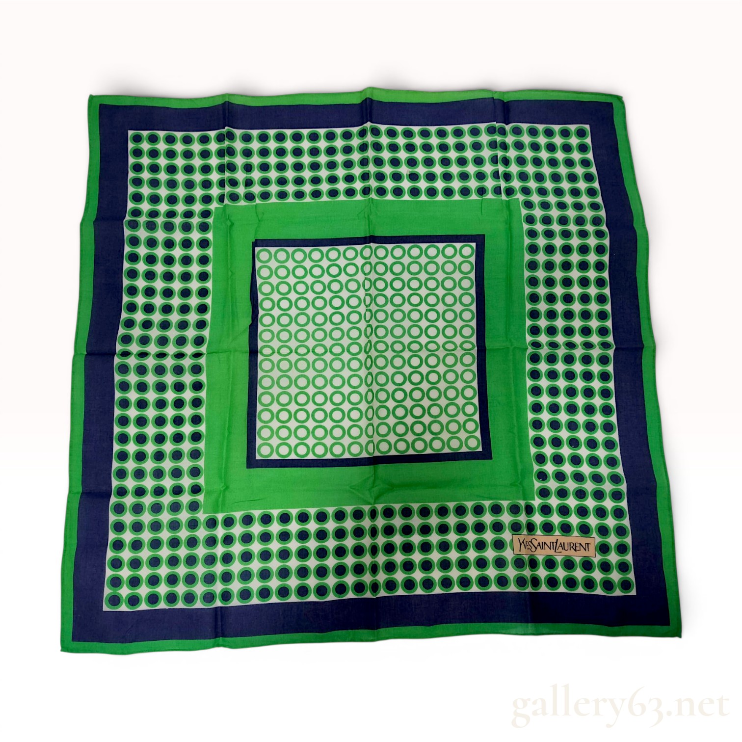 Yves Saint Laurent Geometric Concentric Square Silk Scarf