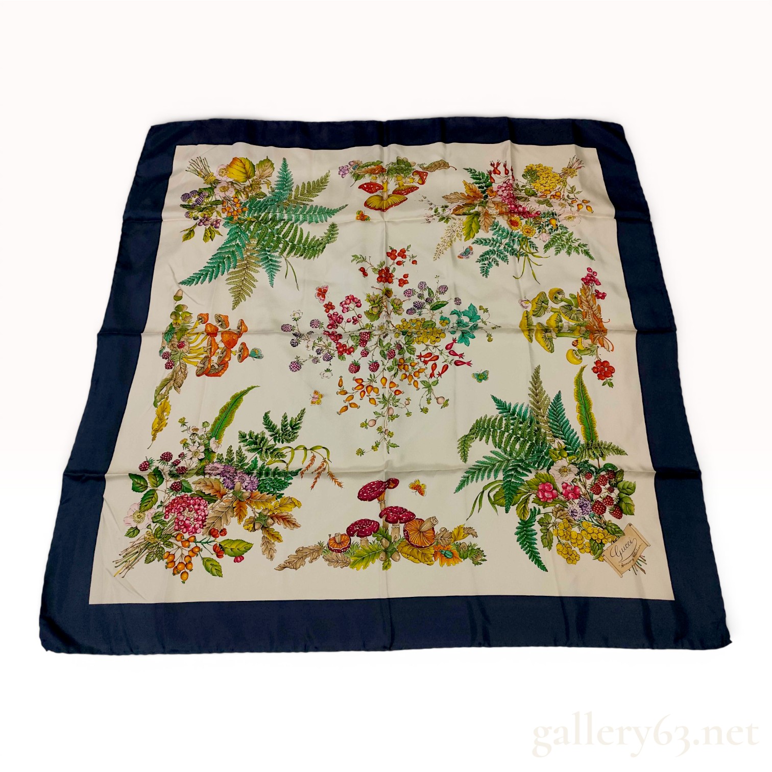 Gucci Accessory Collection Fungi Botanical Print Silk Scarf