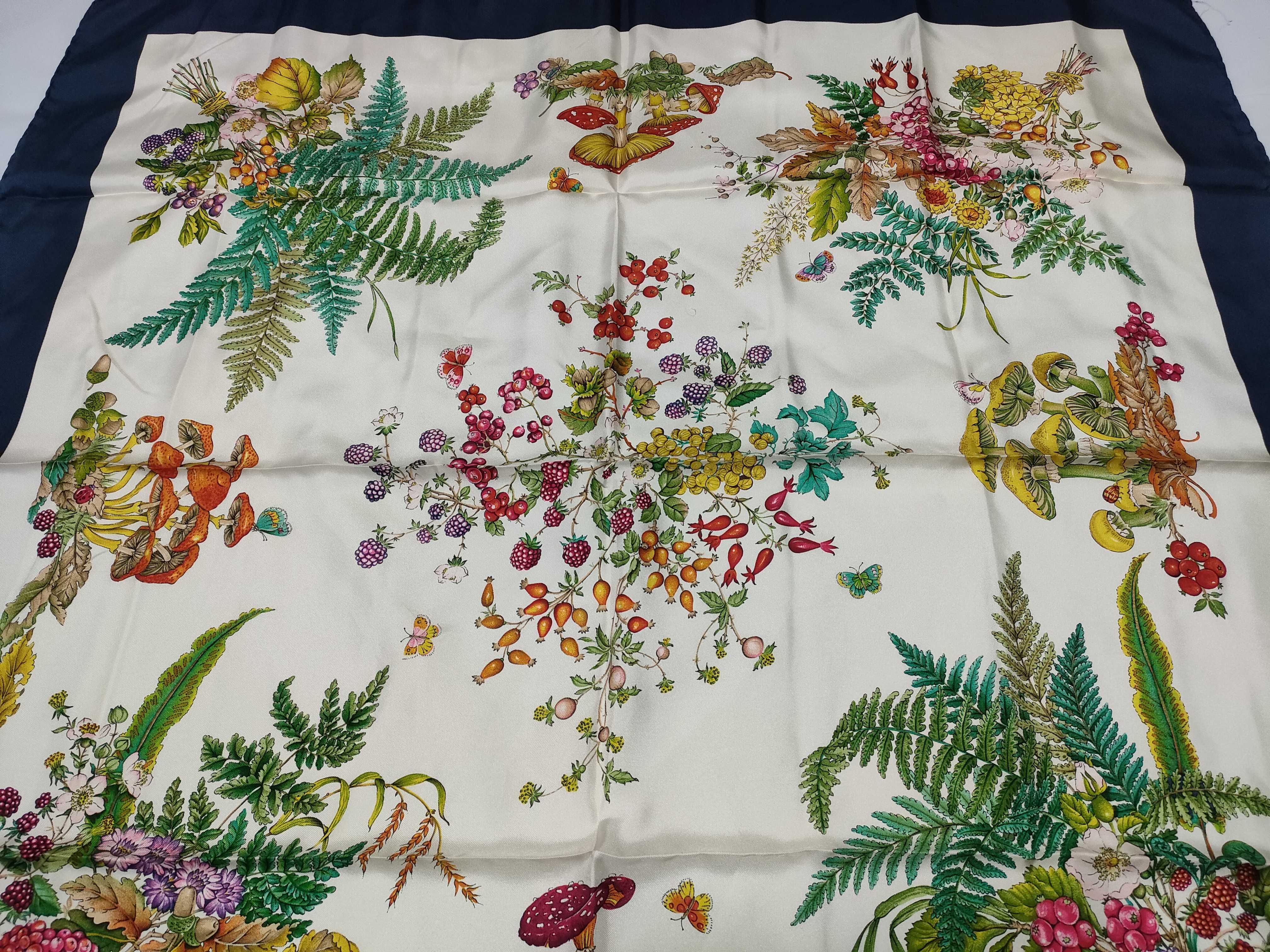 Gucci Accessory Collection Fungi Botanical Print Silk Scarf