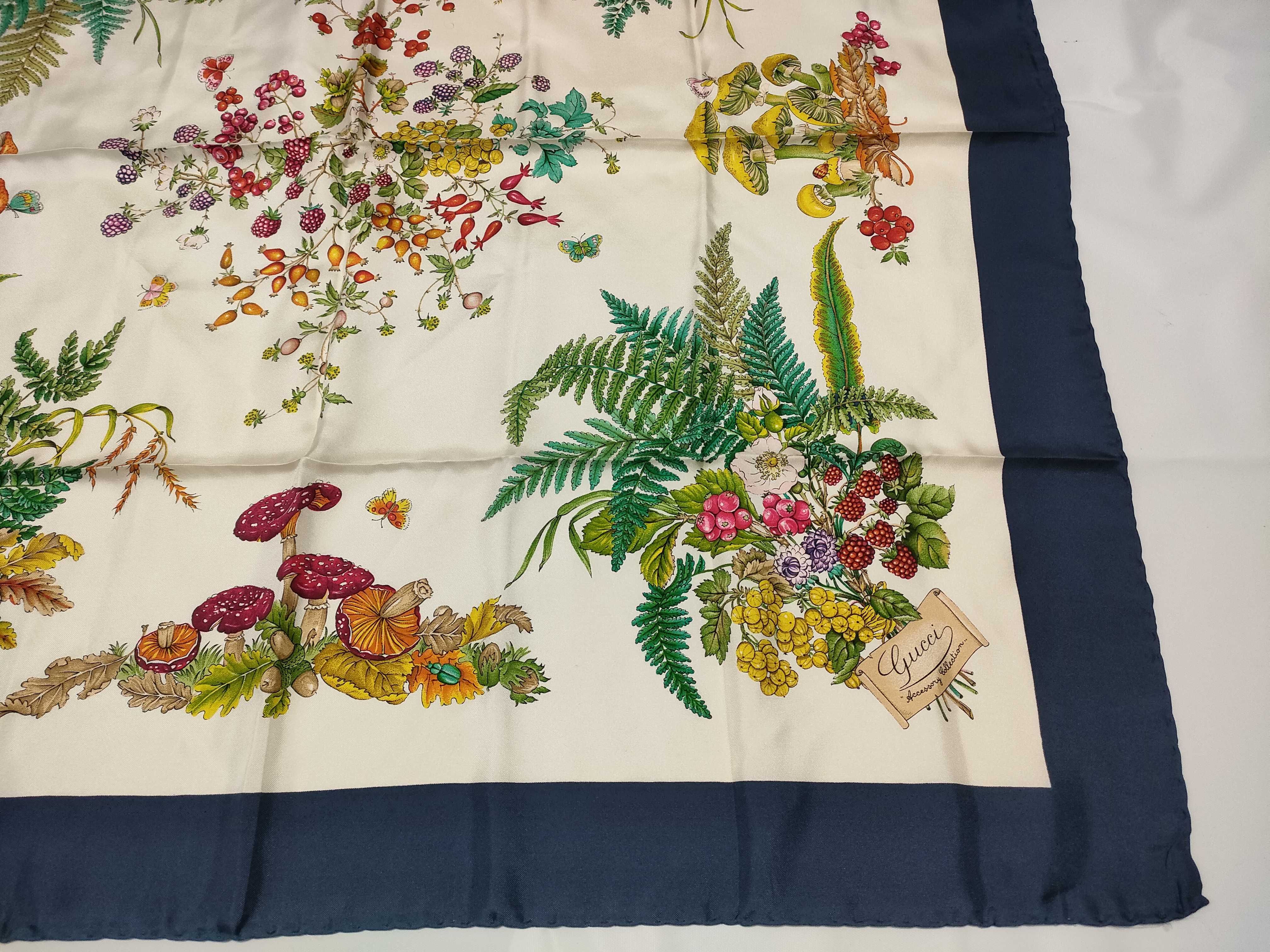 Gucci Accessory Collection Fungi Botanical Print Silk Scarf