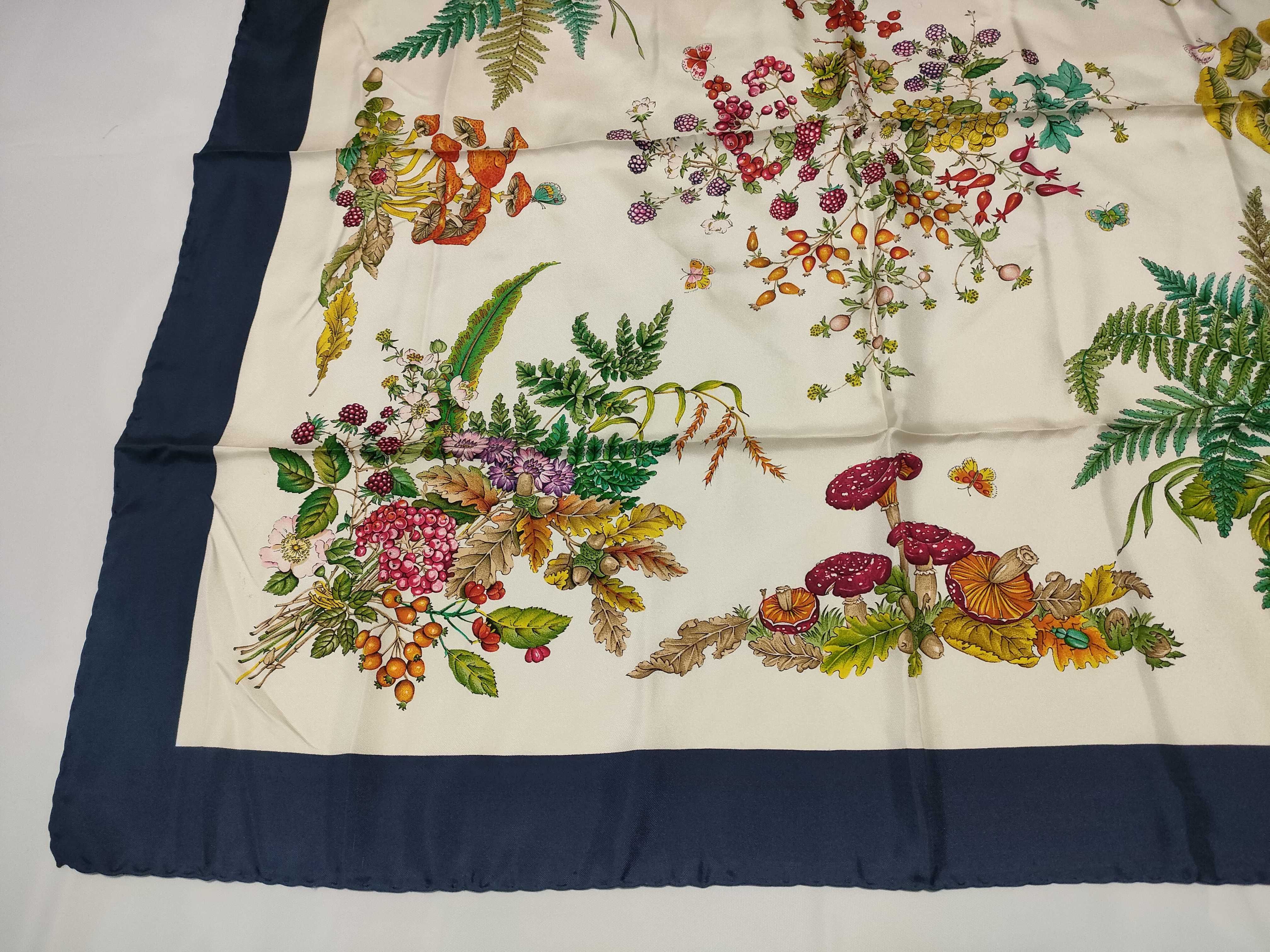 Gucci Accessory Collection Fungi Botanical Print Silk Scarf