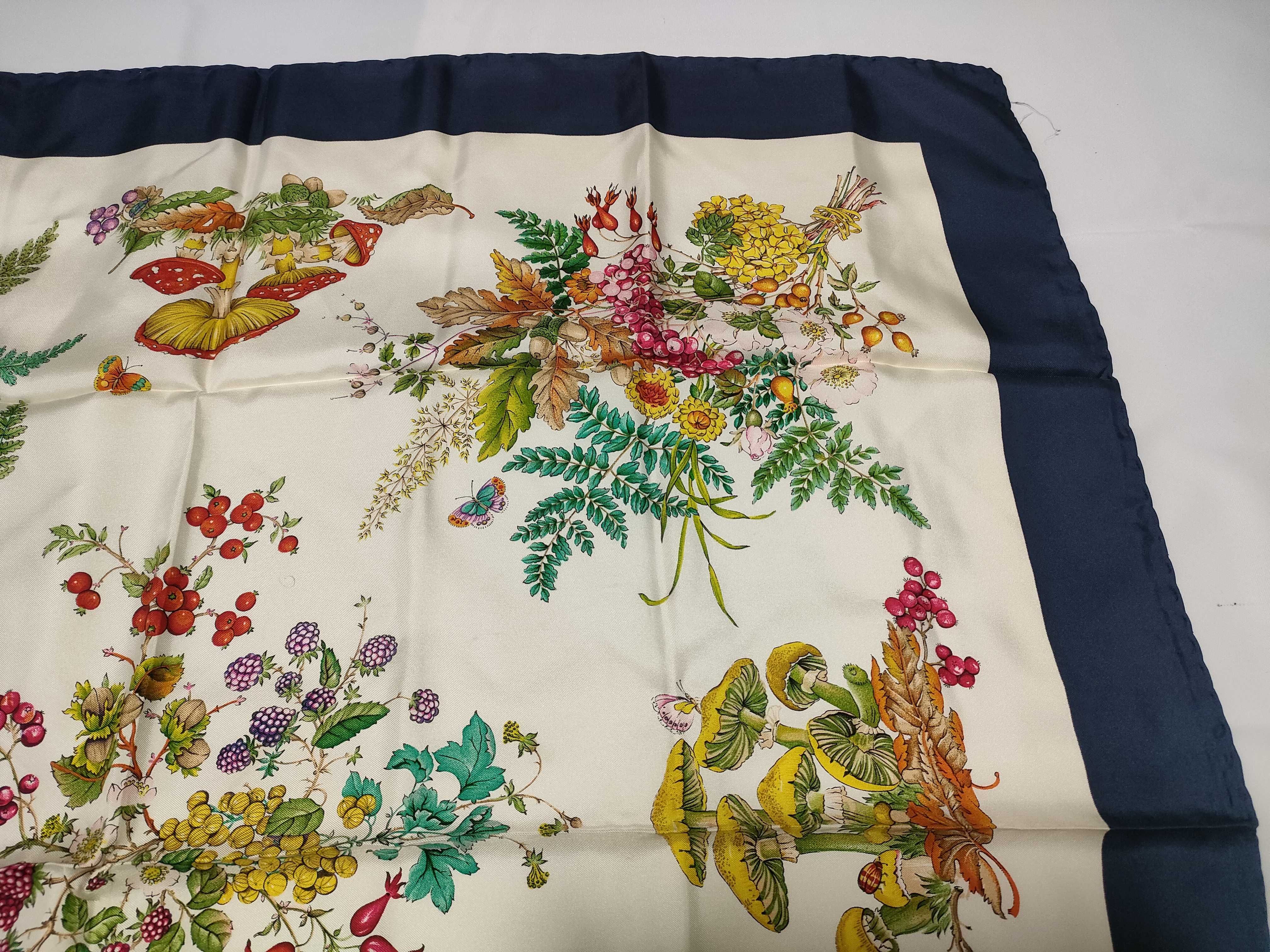 Gucci Accessory Collection Fungi Botanical Print Silk Scarf