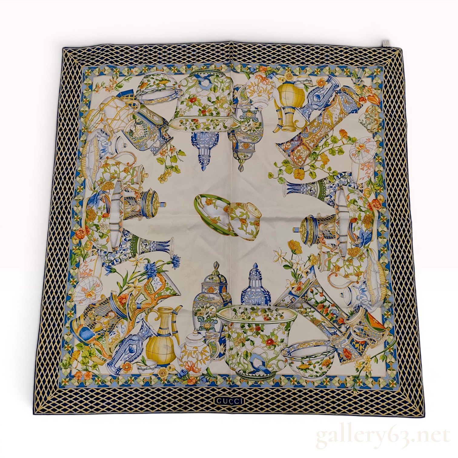 Gucci Silk Scarf in Chinese Vases Pattern by Vittorio Accornero