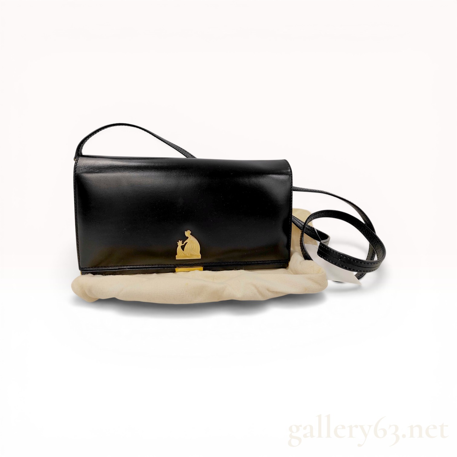 Vintage Lanvin Black Leather Mother and Child Envelope Shoulder Bag