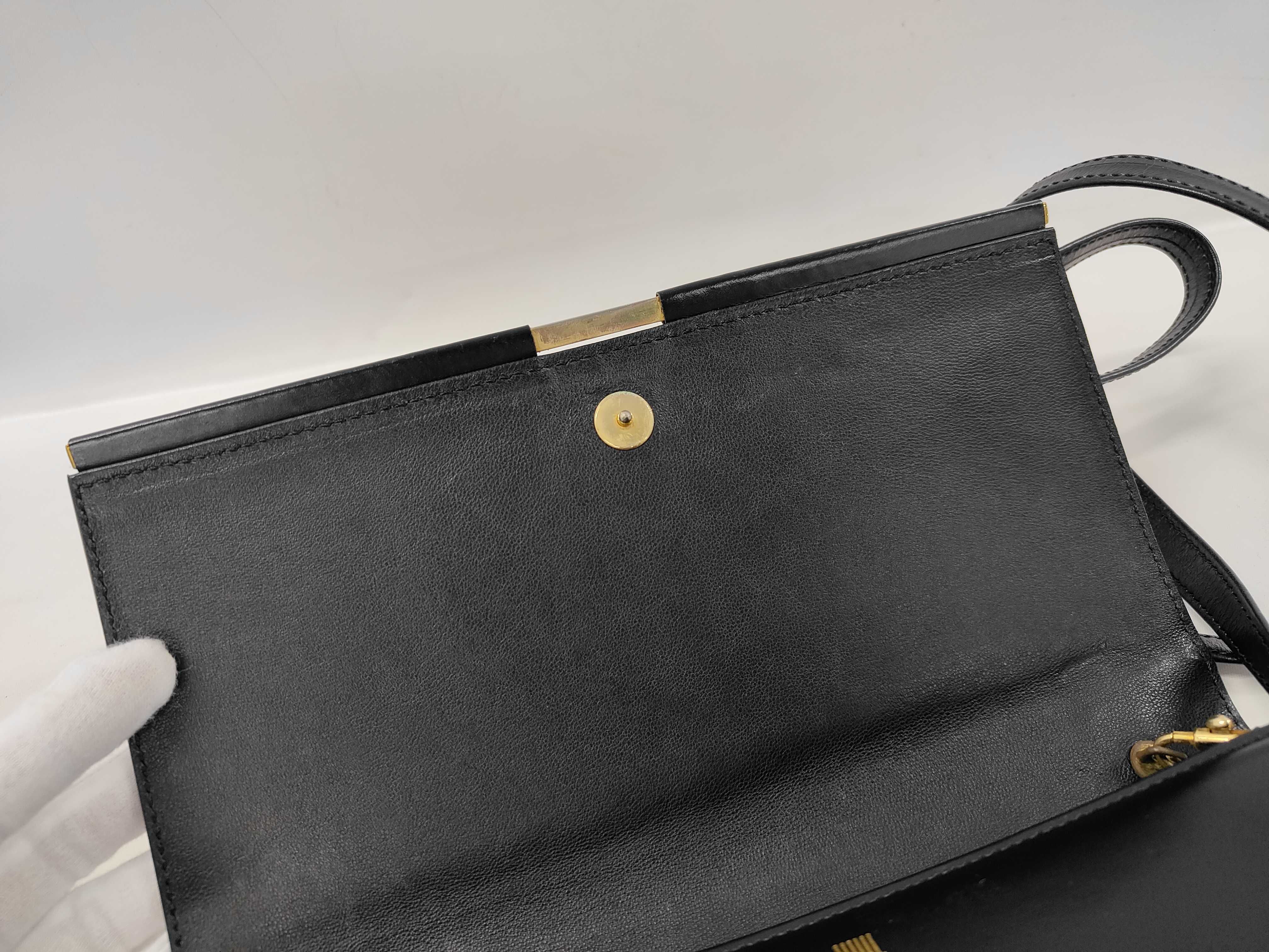 Vintage Lanvin Black Leather Mother and Child Envelope Shoulder Bag