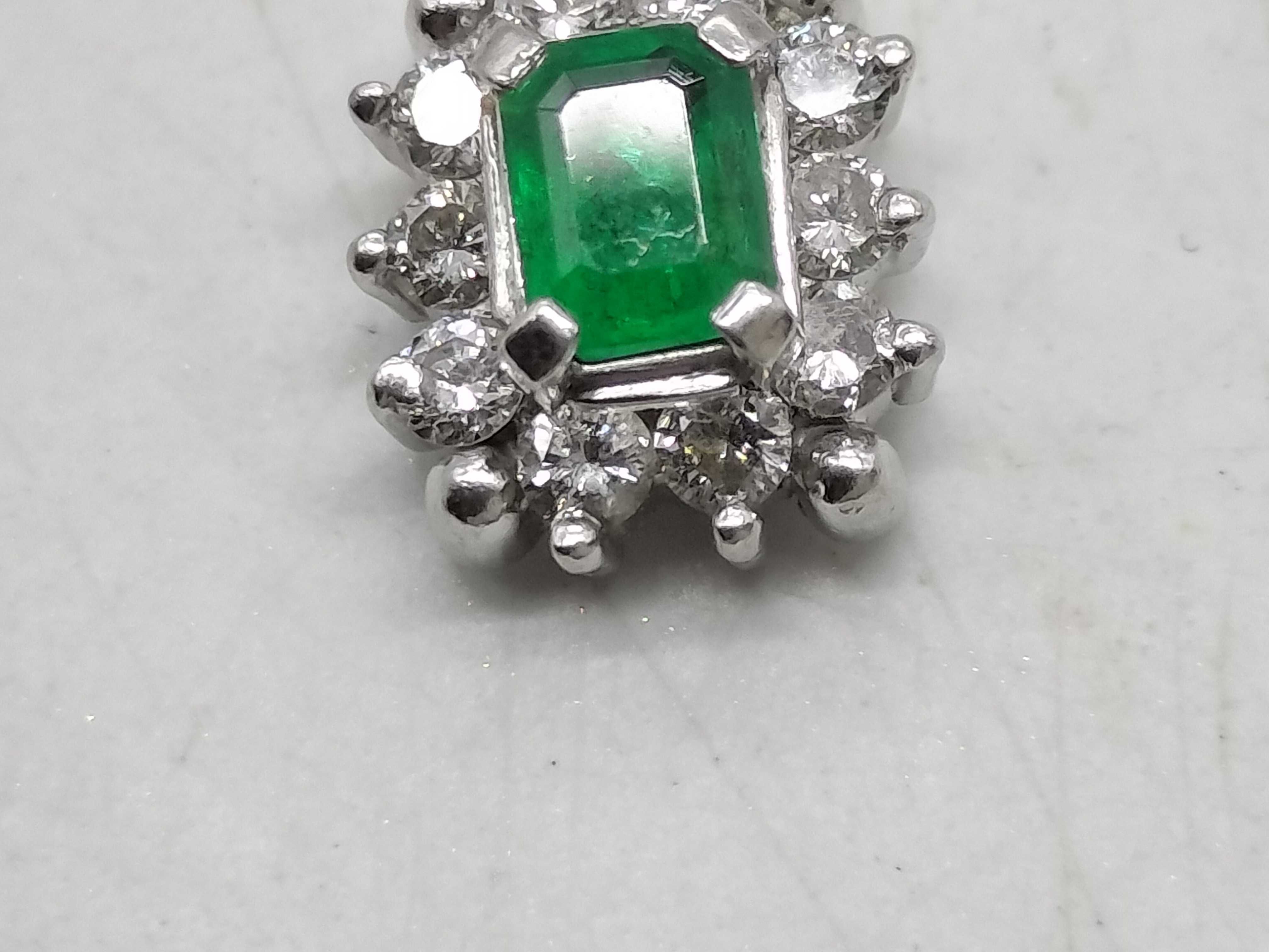 Platinum Emerald and Diamond Cluster Pendant