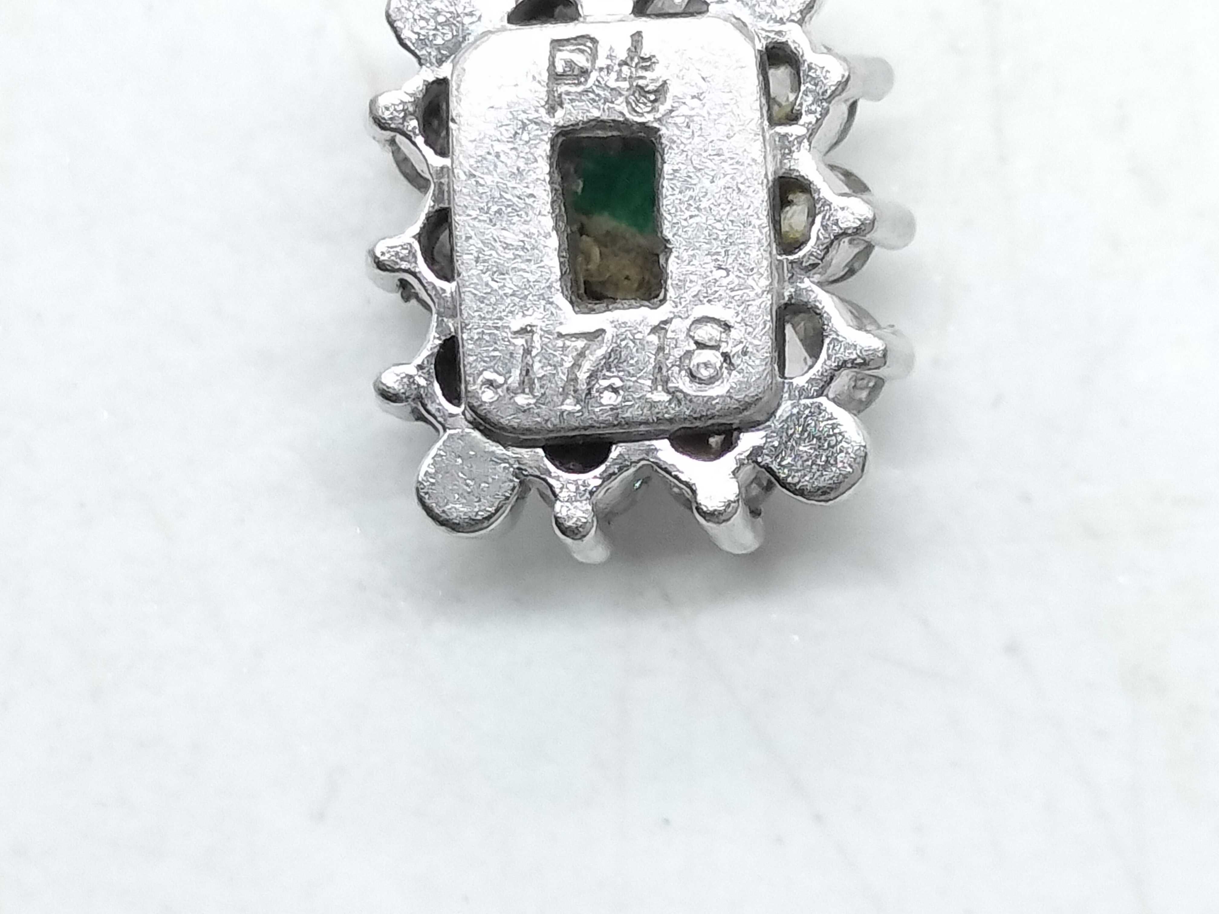 Platinum Emerald and Diamond Cluster Pendant