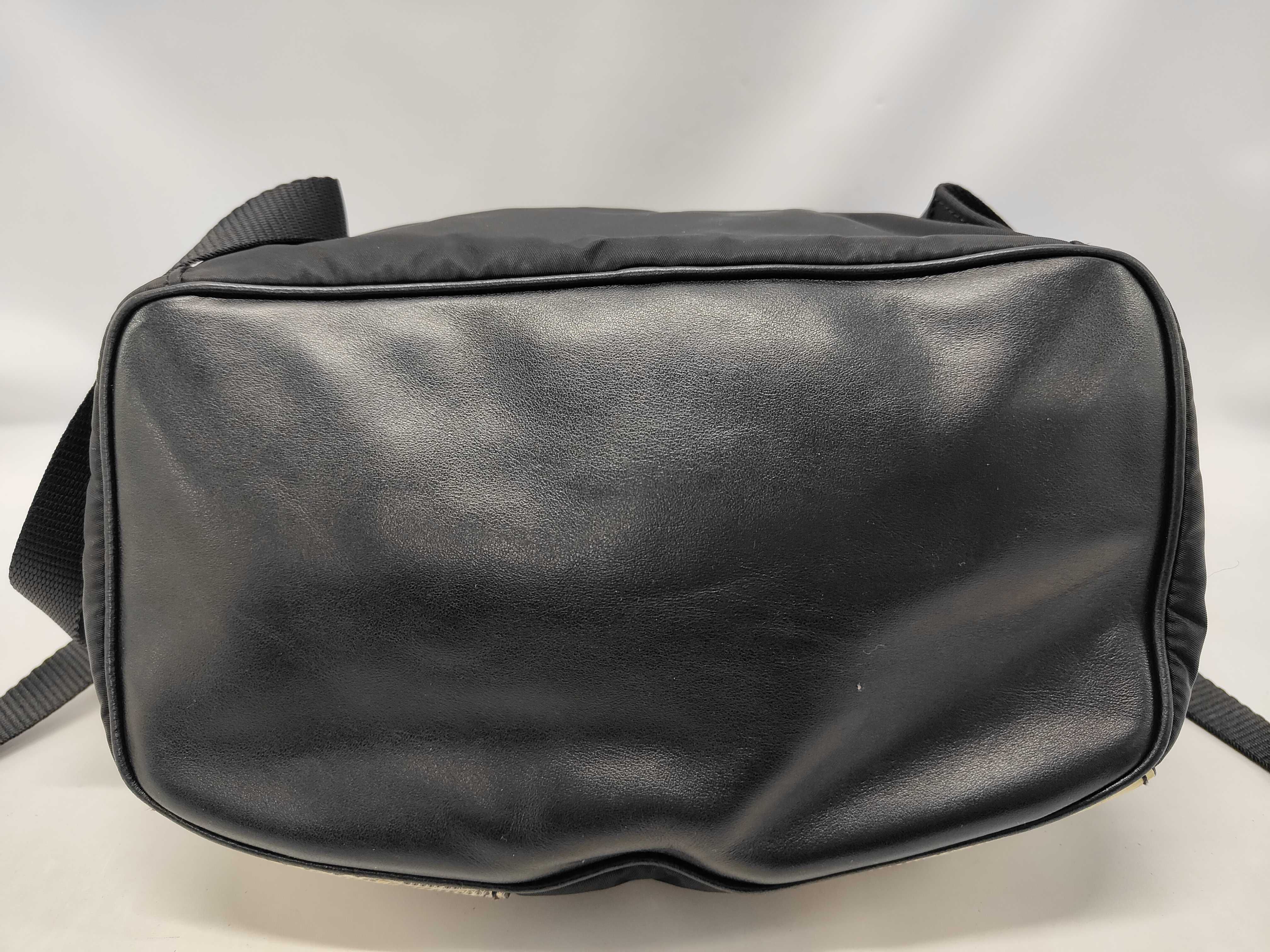 Prada Small Flap-Top Backpack in Black Nylon and Tan Lizard Skin