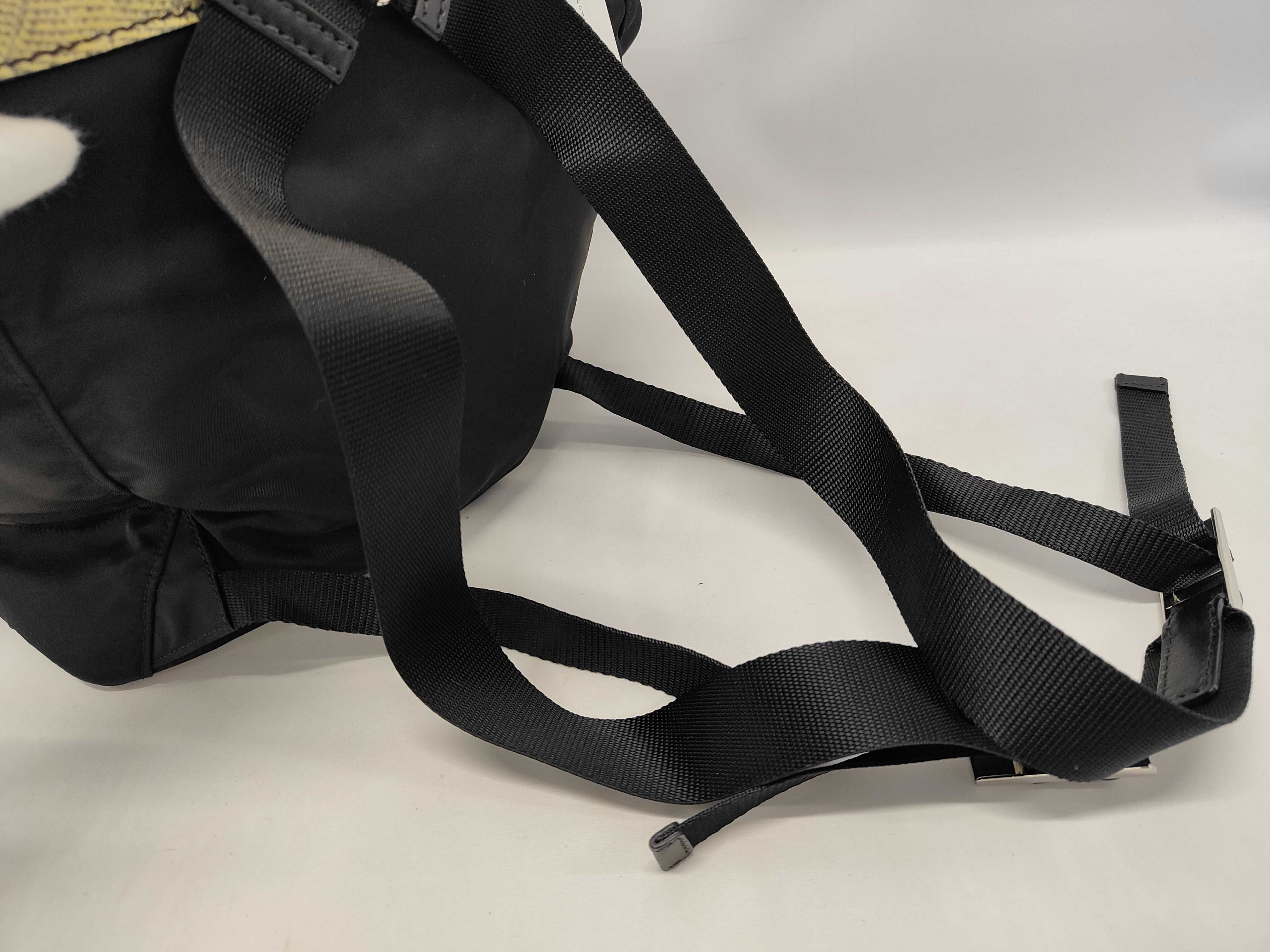 Prada Small Flap-Top Backpack in Black Nylon and Tan Lizard Skin