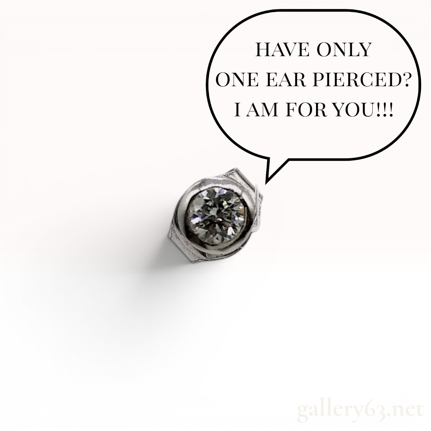Single Platinum and Bezel Set Diamond Stud Earring