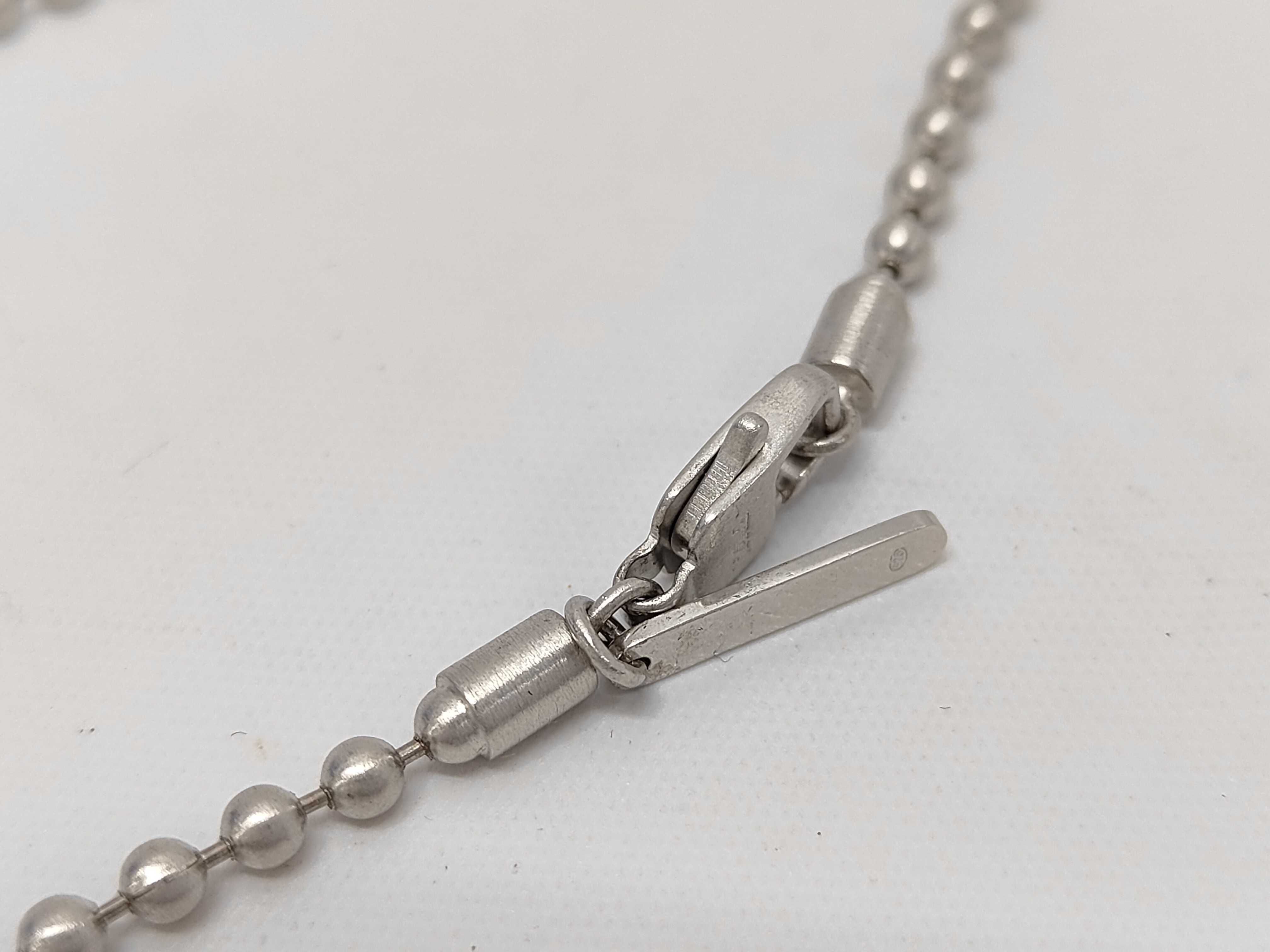 Emporio Armani Sterling Silver and Black Leather Double Dog Tag Necklace