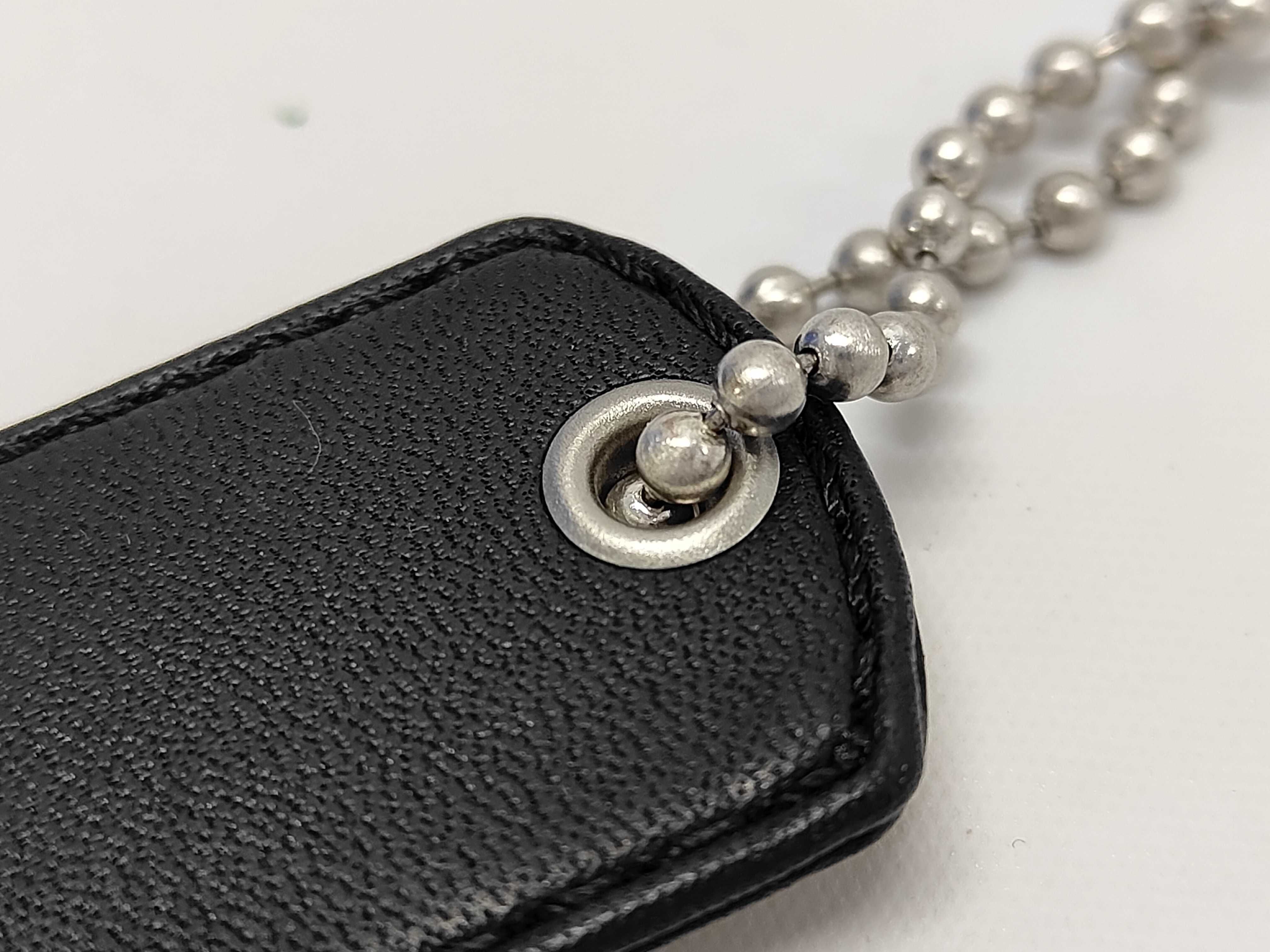 Emporio Armani Sterling Silver and Black Leather Double Dog Tag Necklace